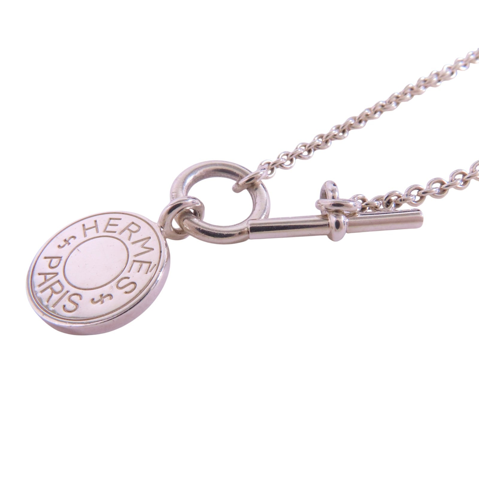 HERMES 925純銀Amulettes Ex-Libris Necklace銀扣項鏈
