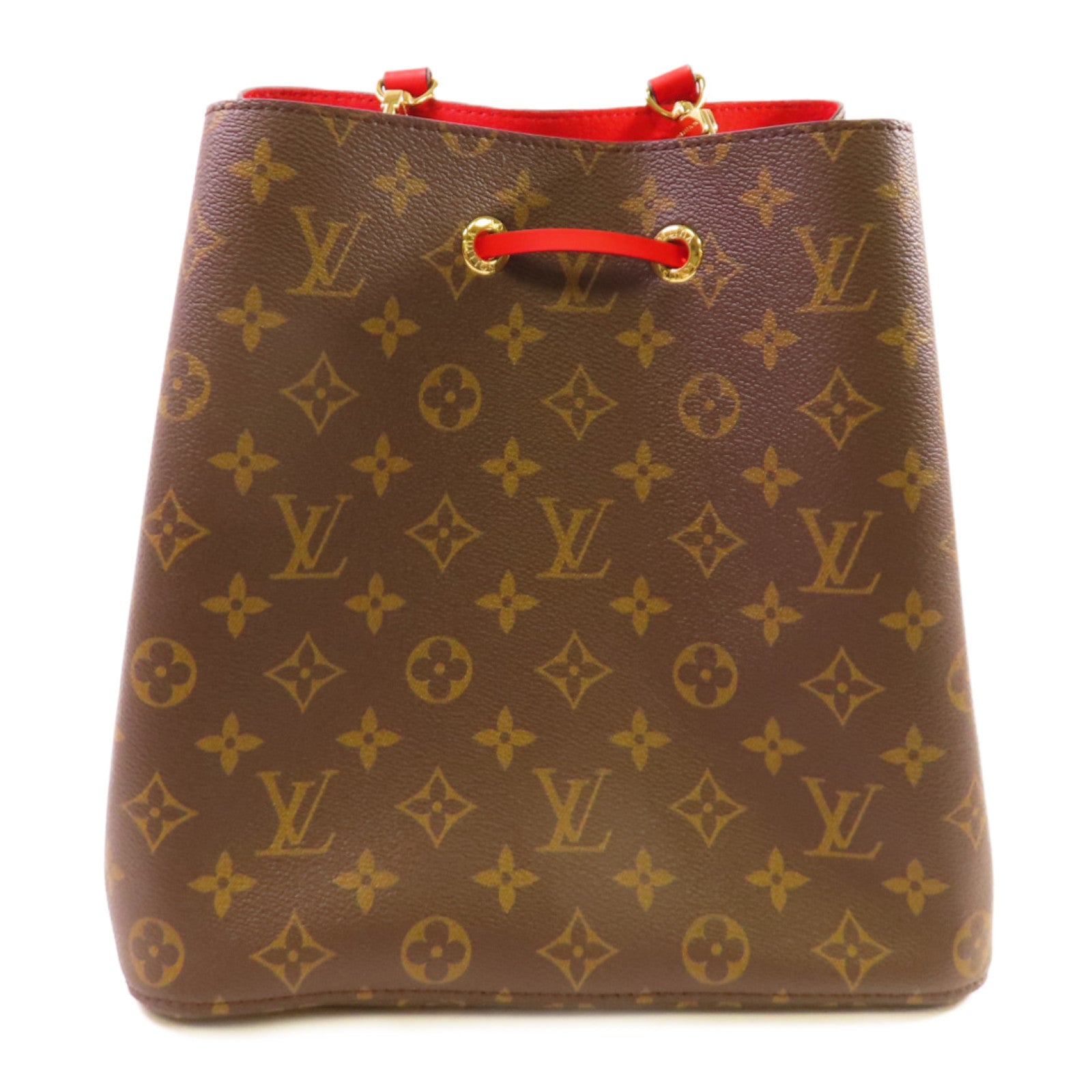 LOUIS VUITTON Monogram NeoNoe MM Shoulder Bag金扣肩背袋啡色/紅色