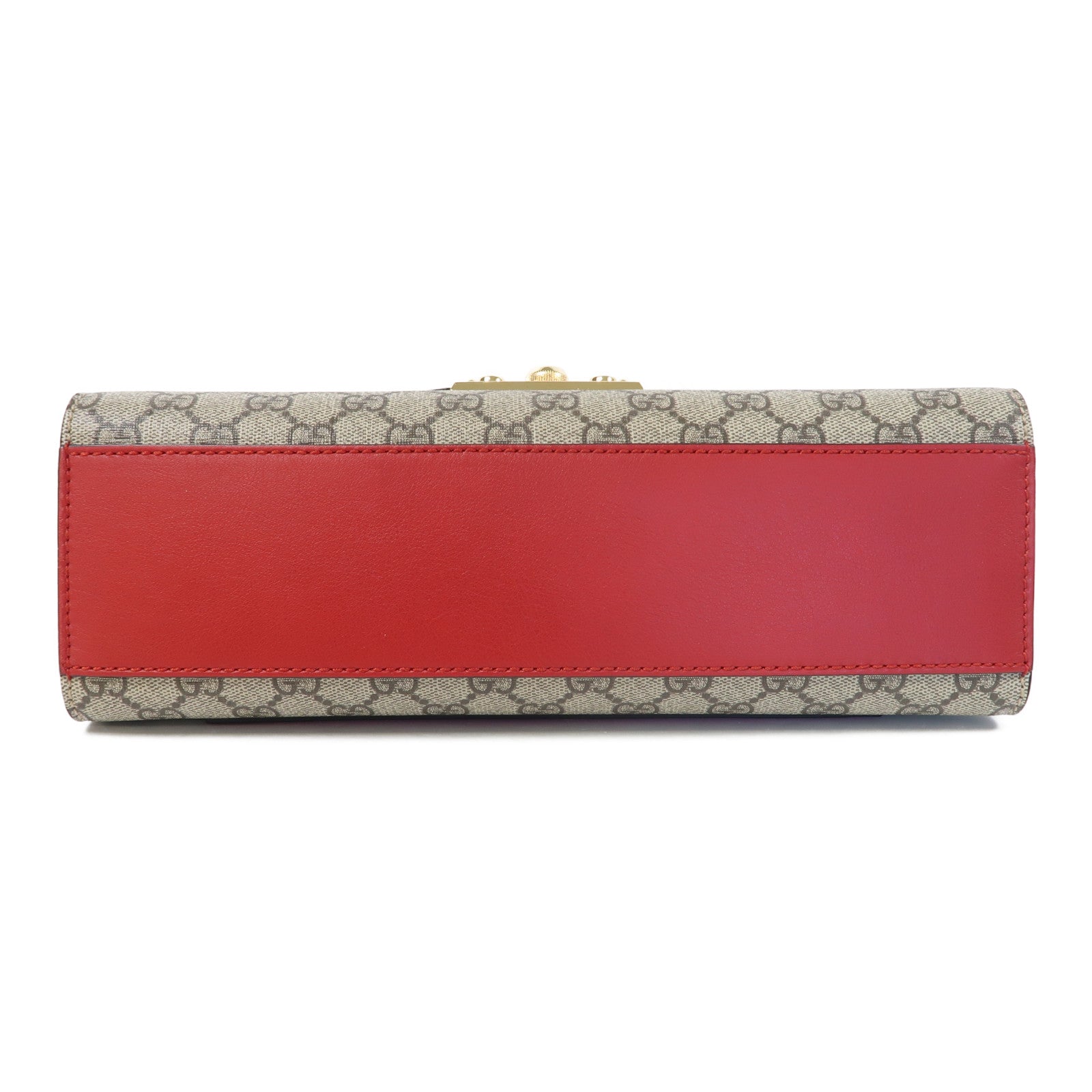 GUCCI 塗層帆布/皮革 Interlock Marmont金扣鏈帶手挽肩背兩用袋粉紅色