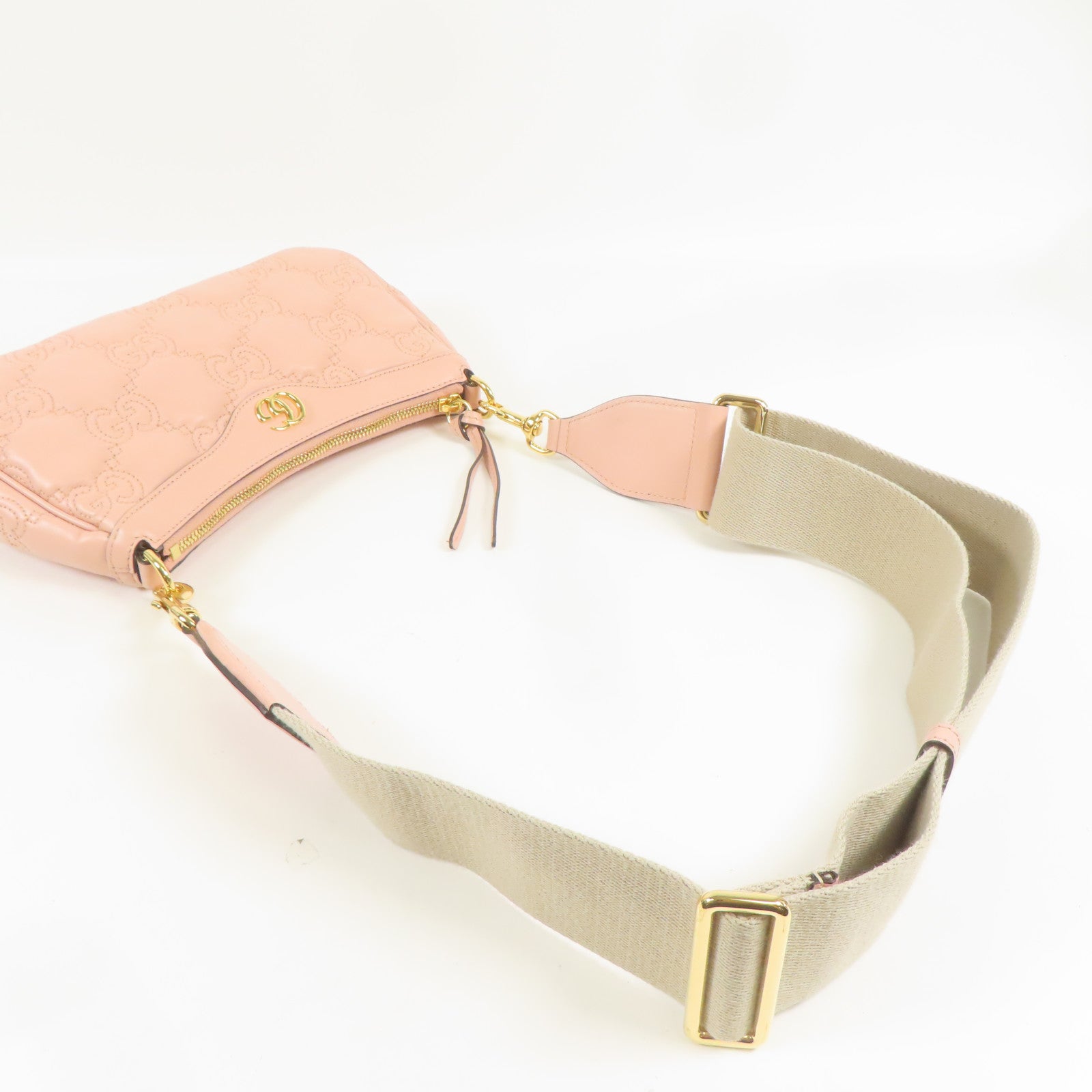 GUCCI GG GHW GG Matelasse Chain Shoulder Bag 735049 Calfskin Leather Pink