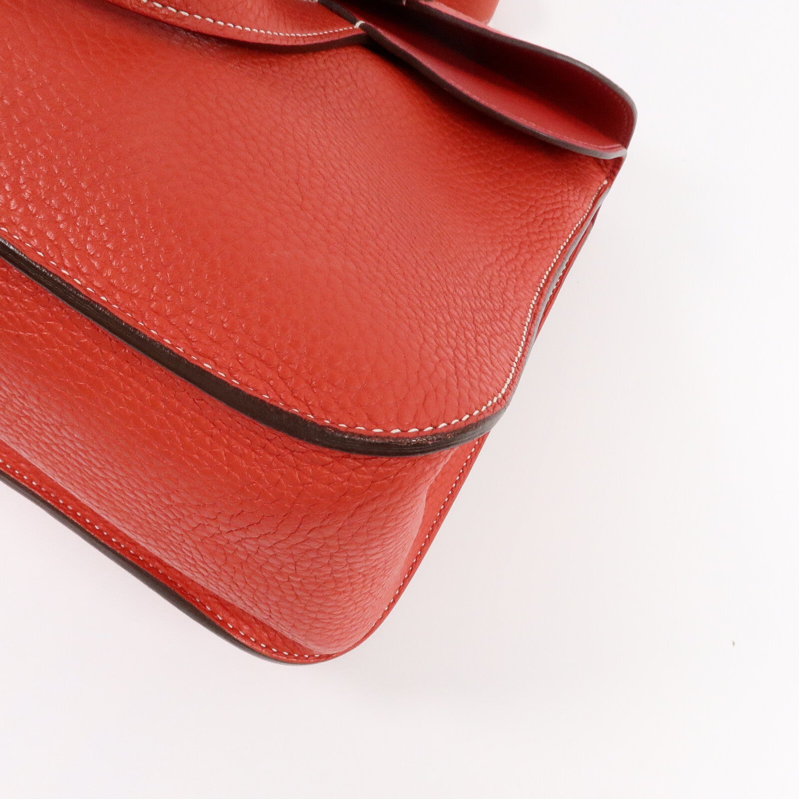 HERMES Clemence皮革Halzan 31手挽肩背兩用袋Rouge Casaque