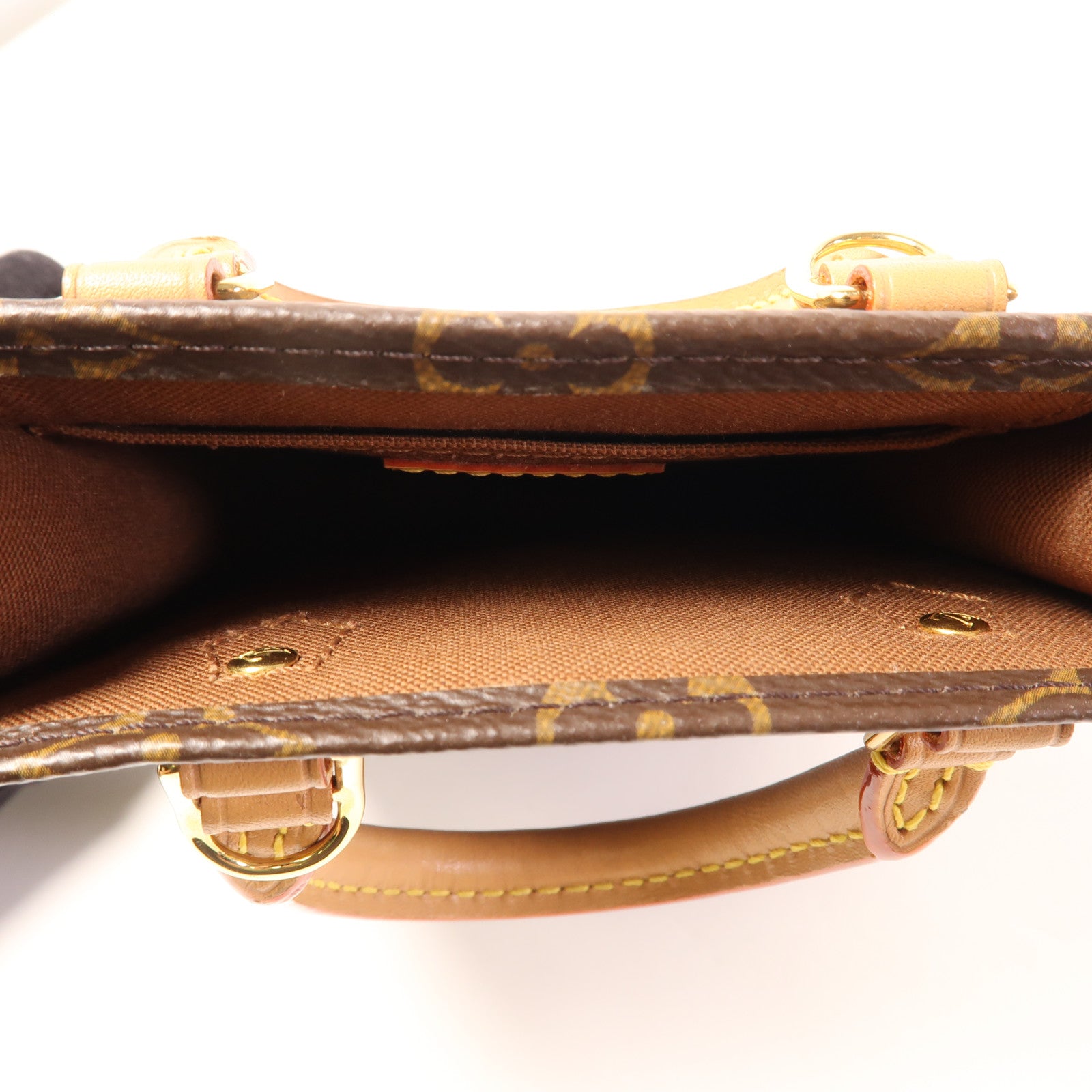 LOUIS VUITTON Monogram Petit Sac Plat金扣手挽肩背兩用袋Monogram Petit Sac Plat金扣手挽肩背兩用袋