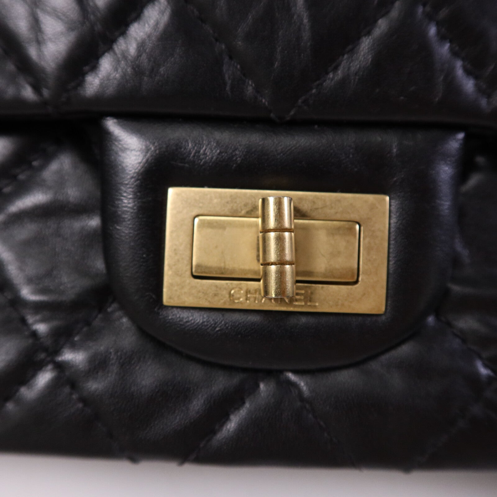 CHANEL 【激減優惠】牛皮皮革2.55 Large金扣鏈帶肩背袋