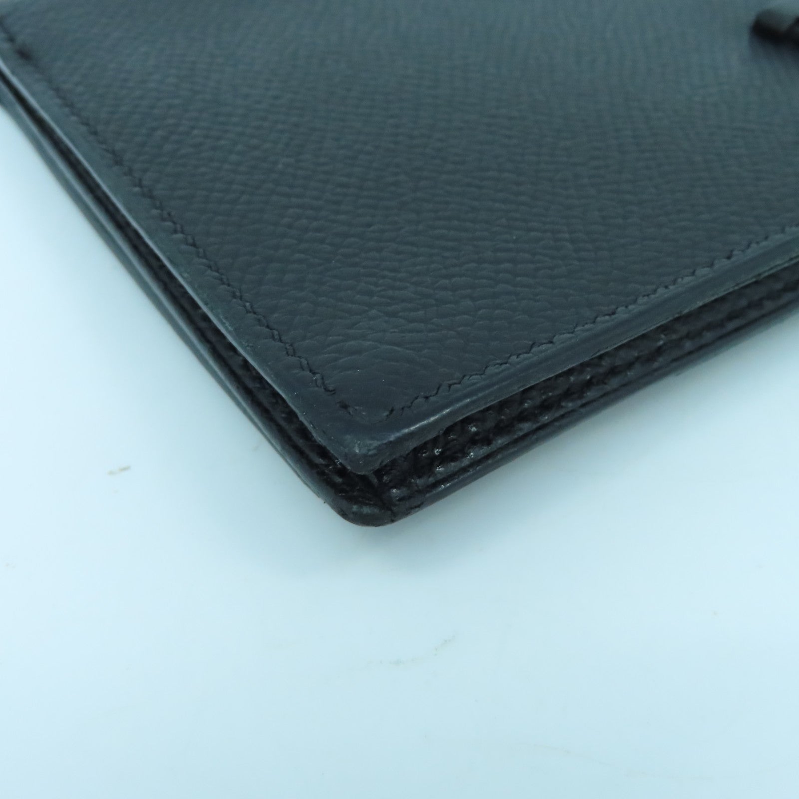 HERMES 【激減優惠】Epsom皮革Bearn W Snap銀扣長錢包黑色