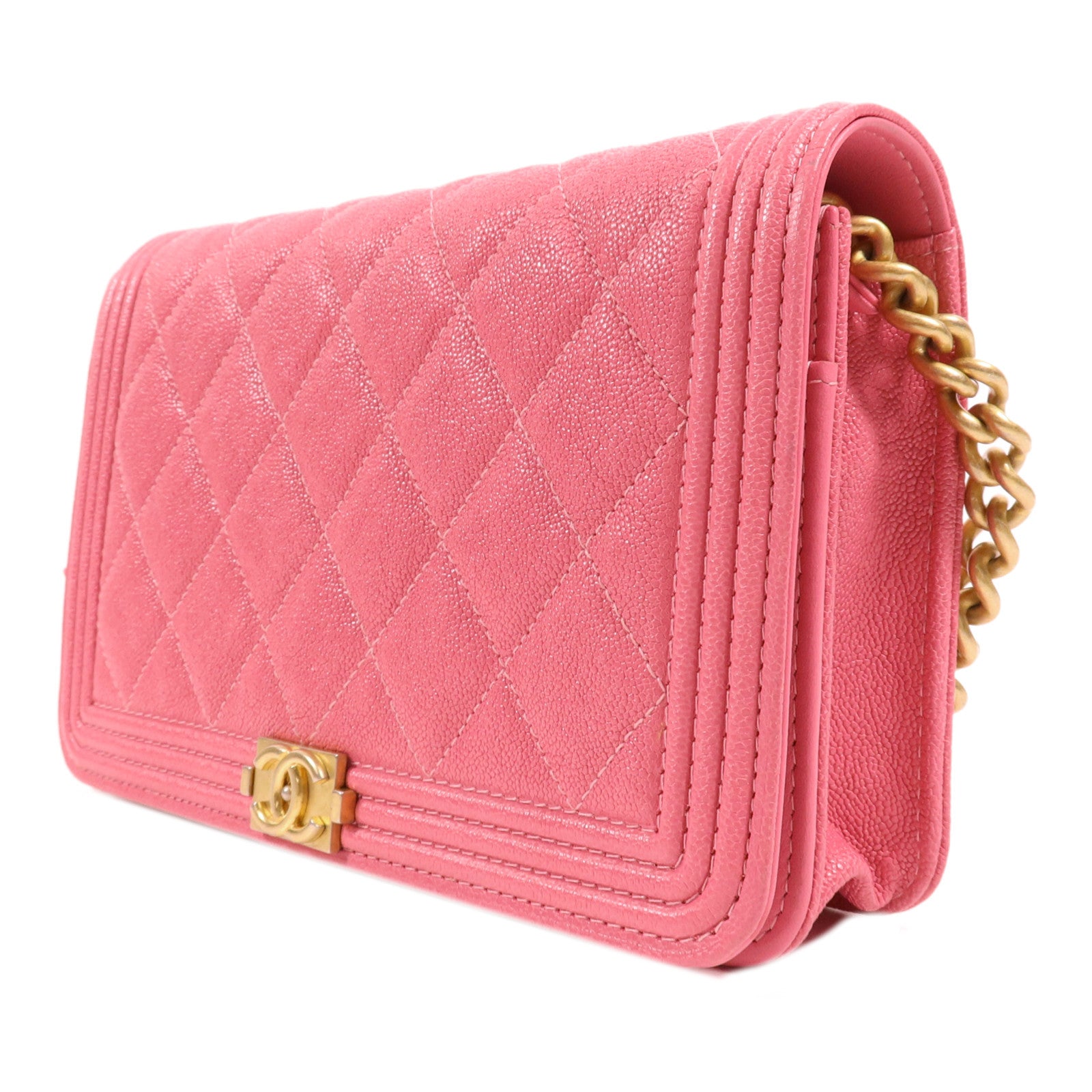 CHANEL 【激減優惠】牛皮皮革WOC Wallet On Chain金扣肩背袋