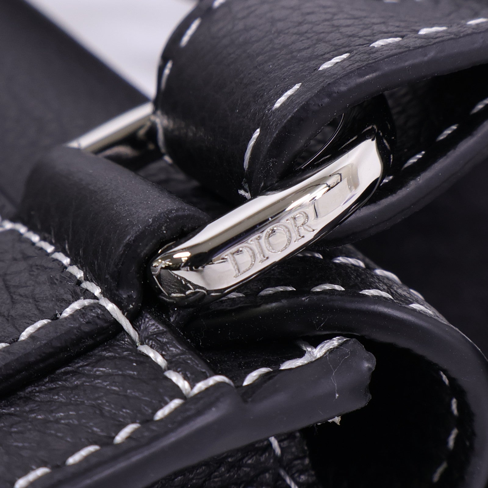 Dior 牛皮皮革Saddle Bag銀扣肩背袋