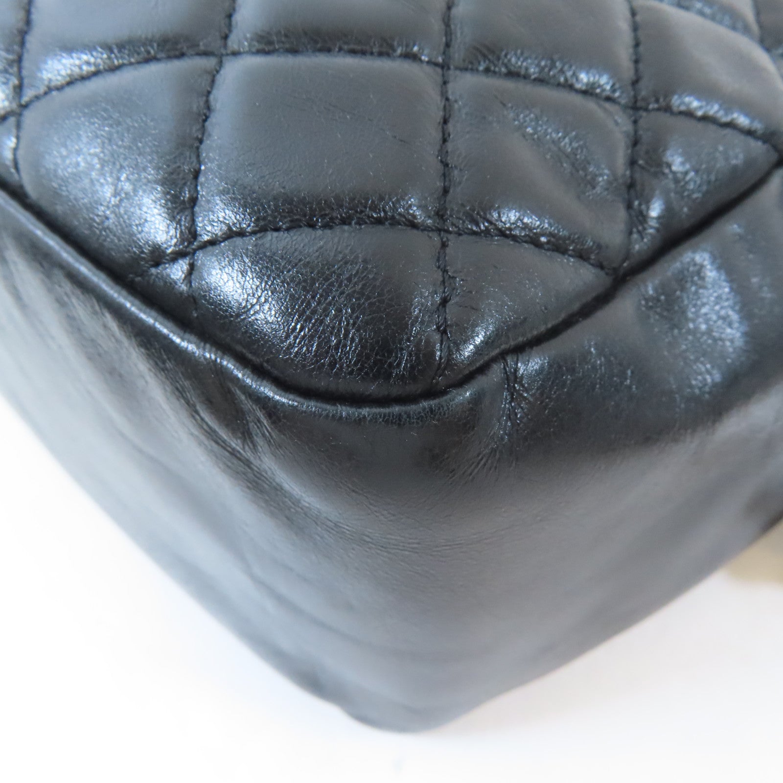 CHANEL 菱格牛皮皮革Shoulder Bag金扣肩背袋黑色