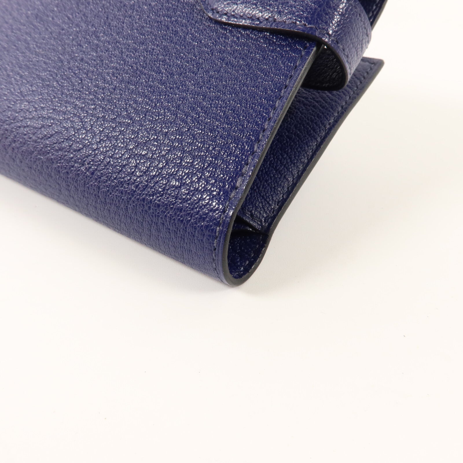 HERMES Chevre皮革Kelly Depliant Medium Wallet錢包Bleu Encre