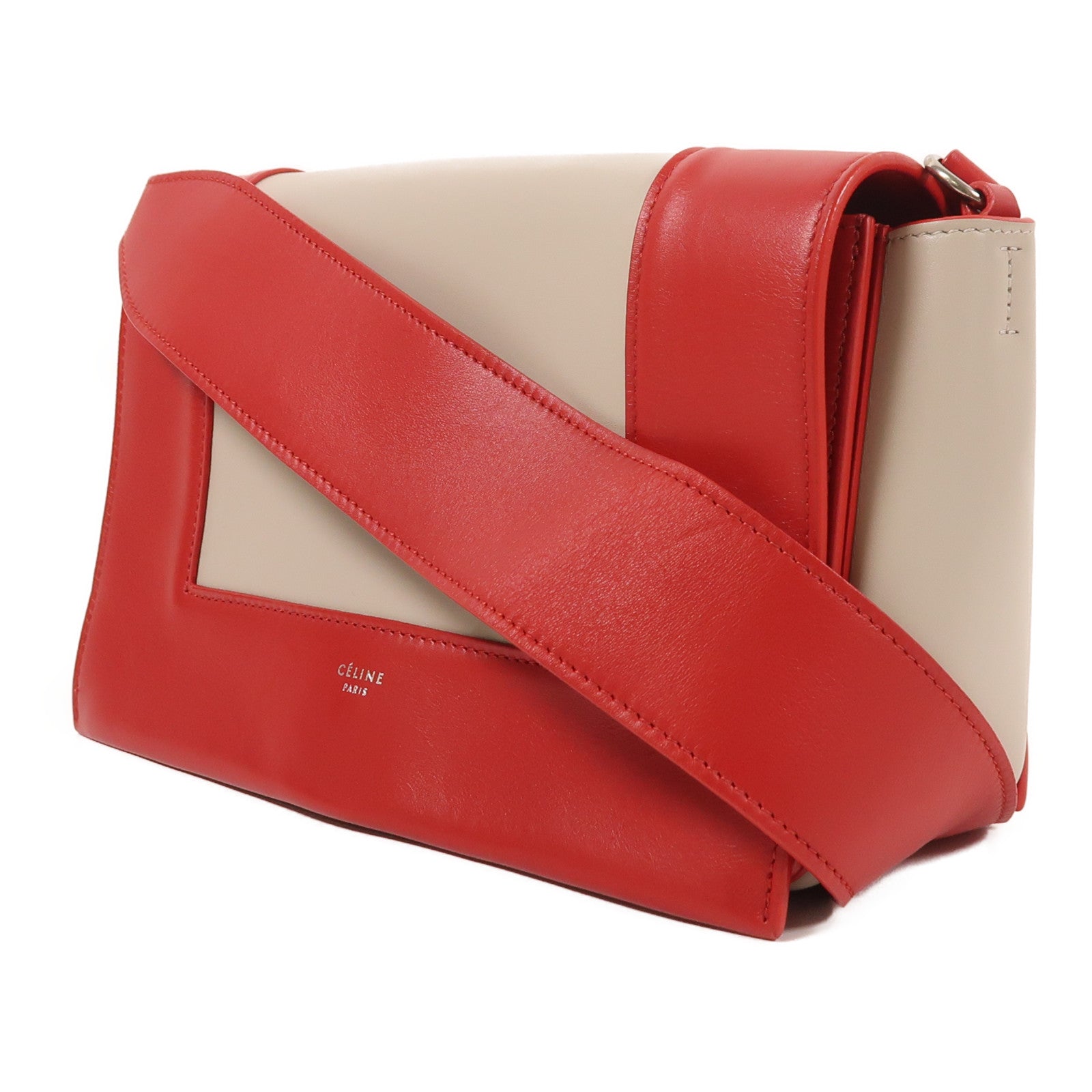 CELINE 牛皮皮革Frame銀扣肩背袋