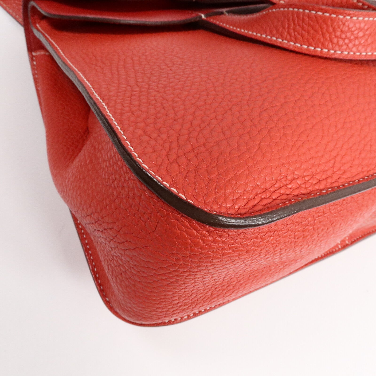 HERMES Clemence皮革Halzan 31手挽肩背兩用袋Rouge Casaque