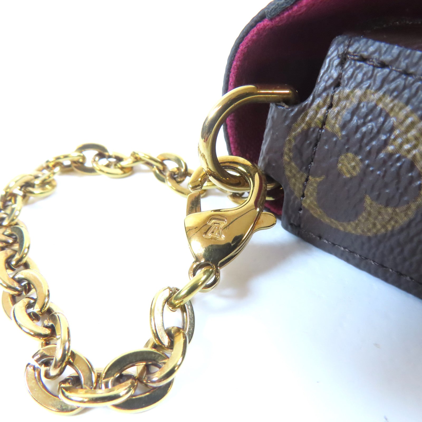 LOUIS VUITTON Monogram Felicie Pochette金扣鏈帶肩背袋啡色