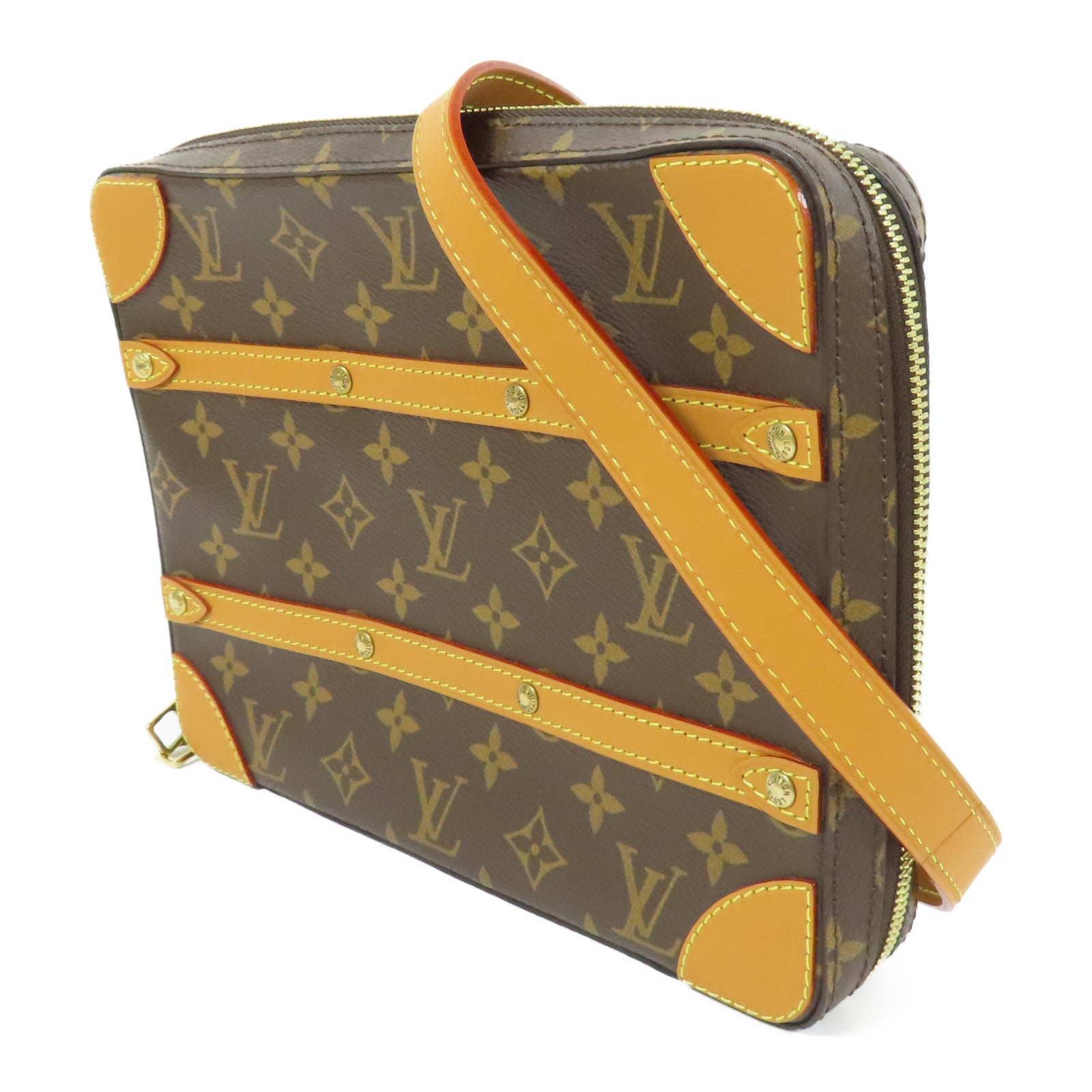 LOUIS VUITTON Monogram Soft Trunk Messenger PM金扣肩背袋