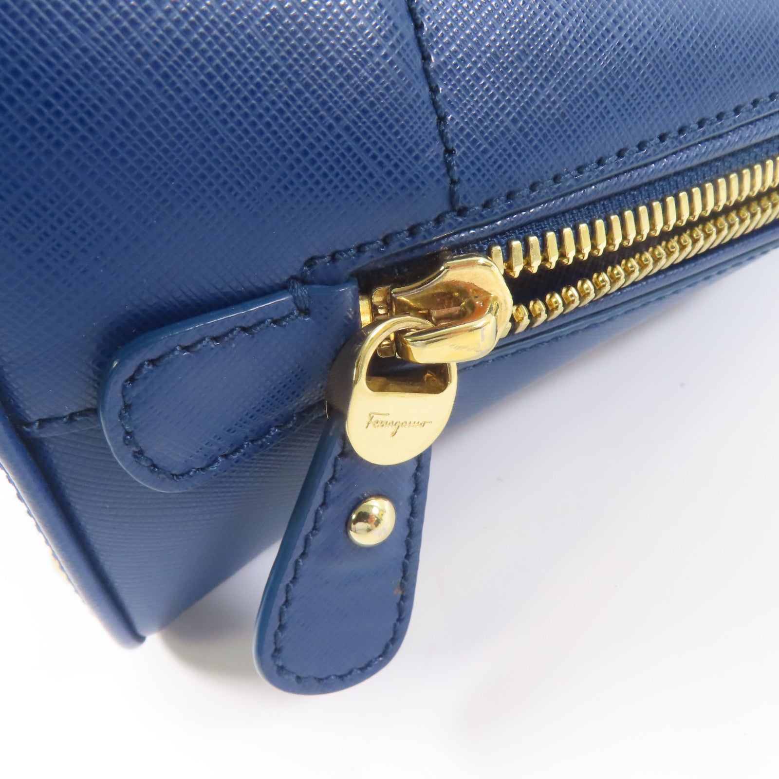 Salvatore Ferragamo 牛皮皮革2 Way Shoulder金扣手挽肩背兩用袋藍色