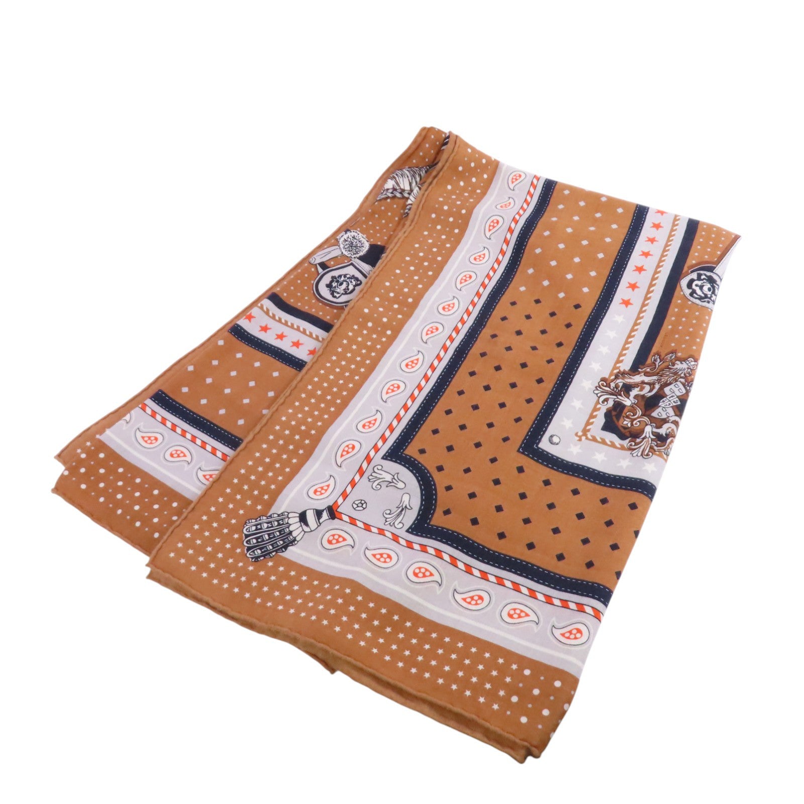 HERMES Scarf Scarves Silk Brown