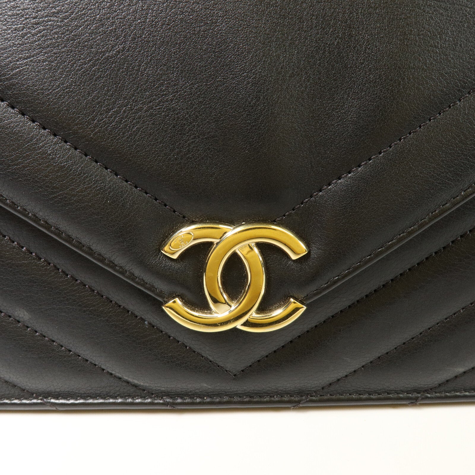 CHANEL 牛皮皮革Large Chevron Flap Bag鏈帶肩背袋