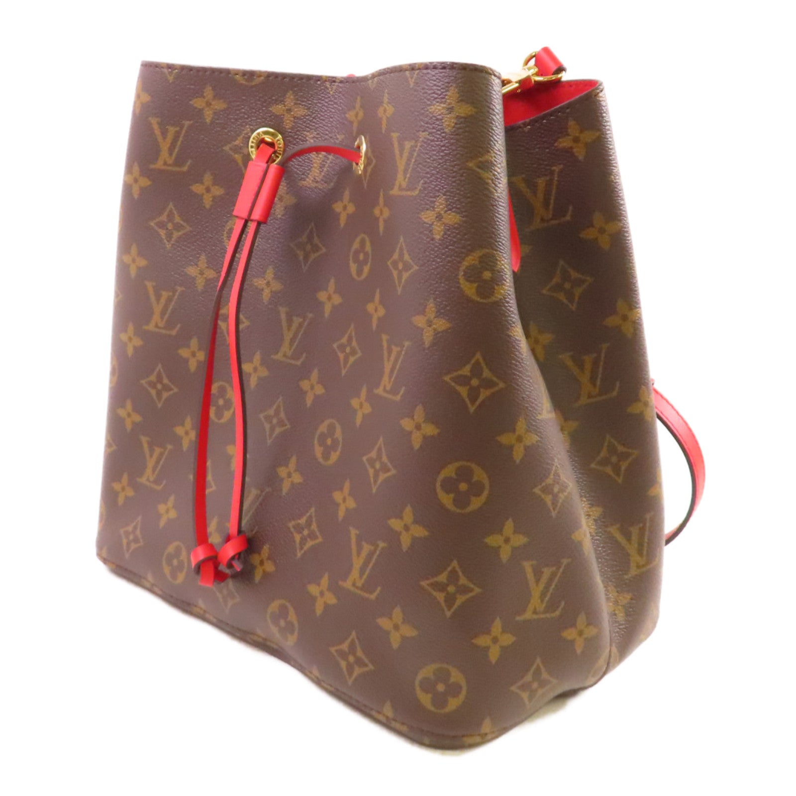 LOUIS VUITTON Monogram NeoNoe MM Shoulder Bag金扣肩背袋啡色/紅色