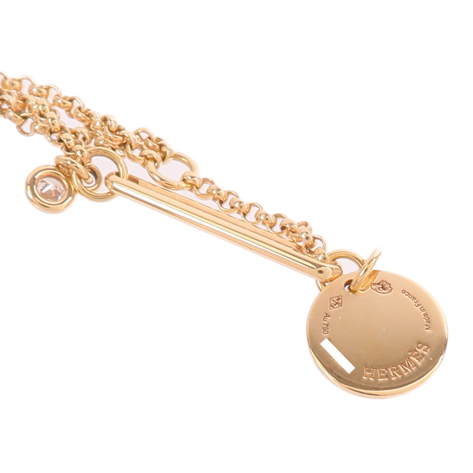 HERMES 18K玫瑰金Ex-Libris Necklace鑽石項鍊