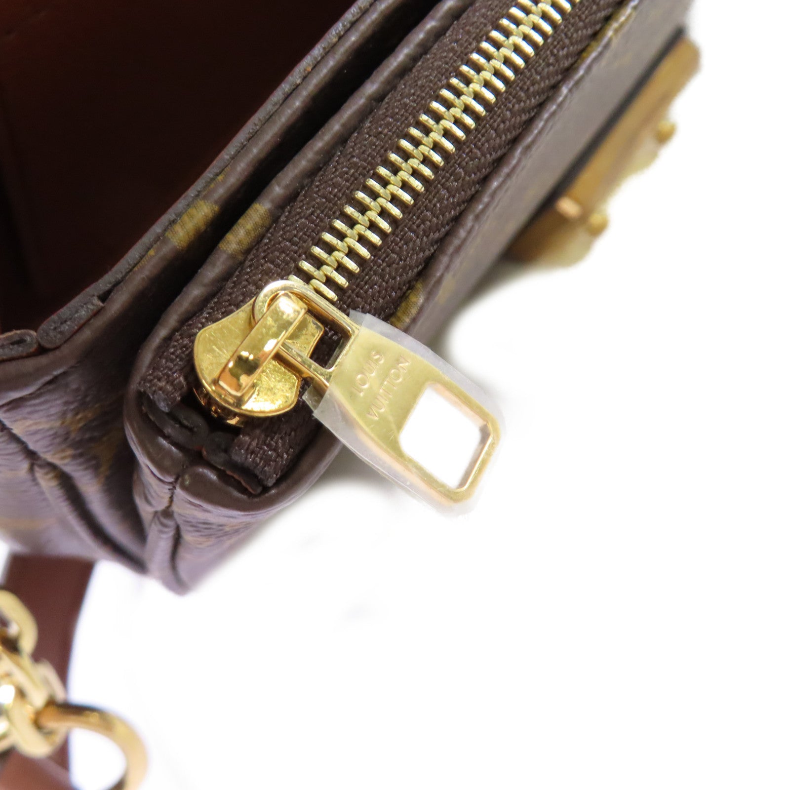 LOUIS VUITTON Monogram Marcear Shoulder Bag金扣鏈帶肩背袋啡色