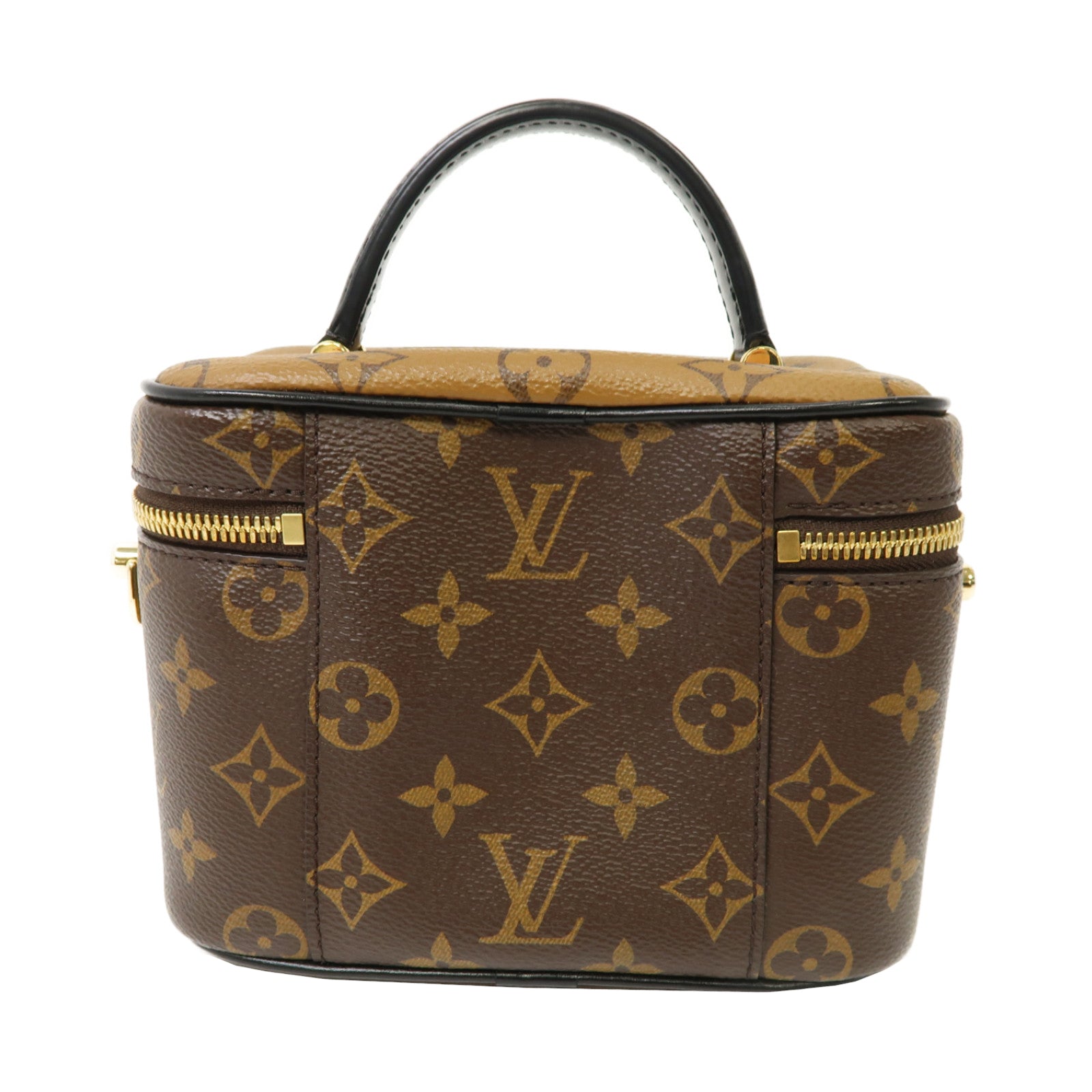 LOUIS VUITTON Monogram Reverse Vanity PM金扣手挽肩背兩用袋棕色