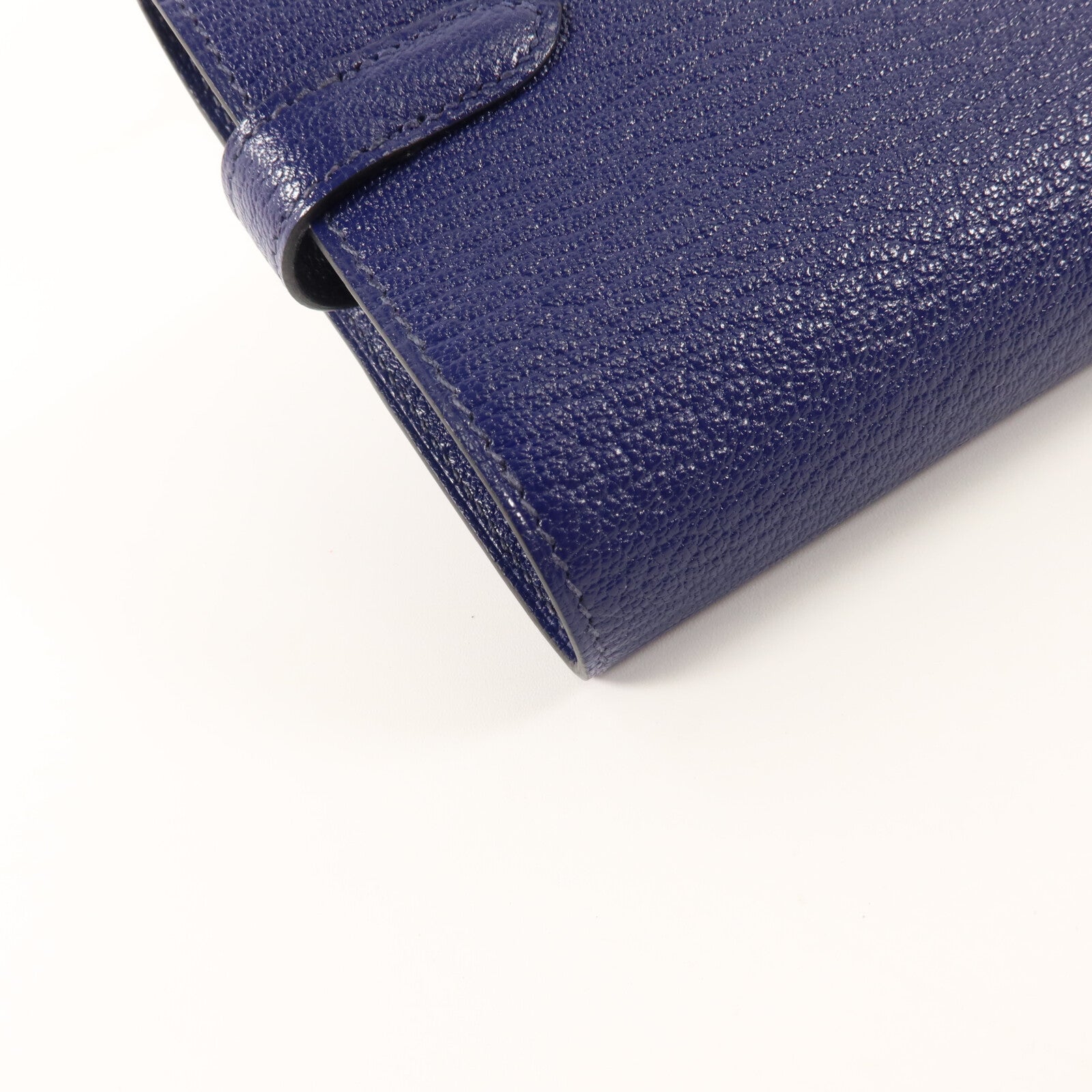 HERMES Chevre皮革Kelly Depliant Medium Wallet錢包Bleu Encre