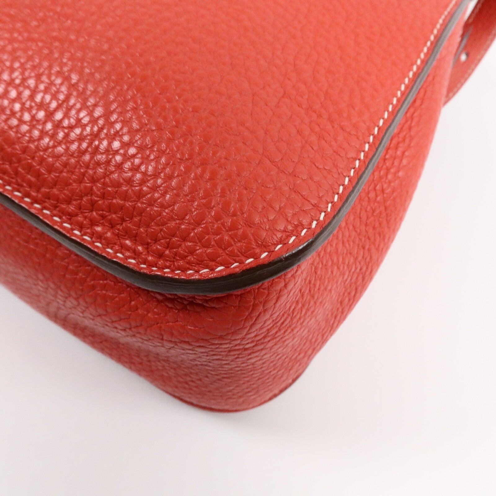 HERMES Clemence皮革Halzan 31手挽肩背兩用袋Rouge Casaque