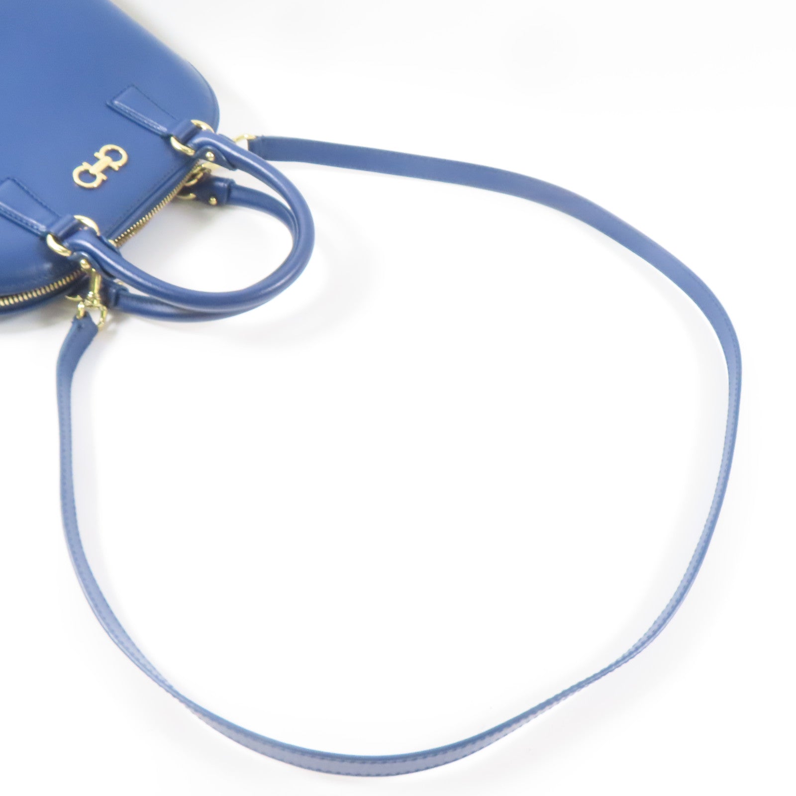 Salvatore Ferragamo 牛皮皮革2 Way Shoulder金扣手挽肩背兩用袋藍色
