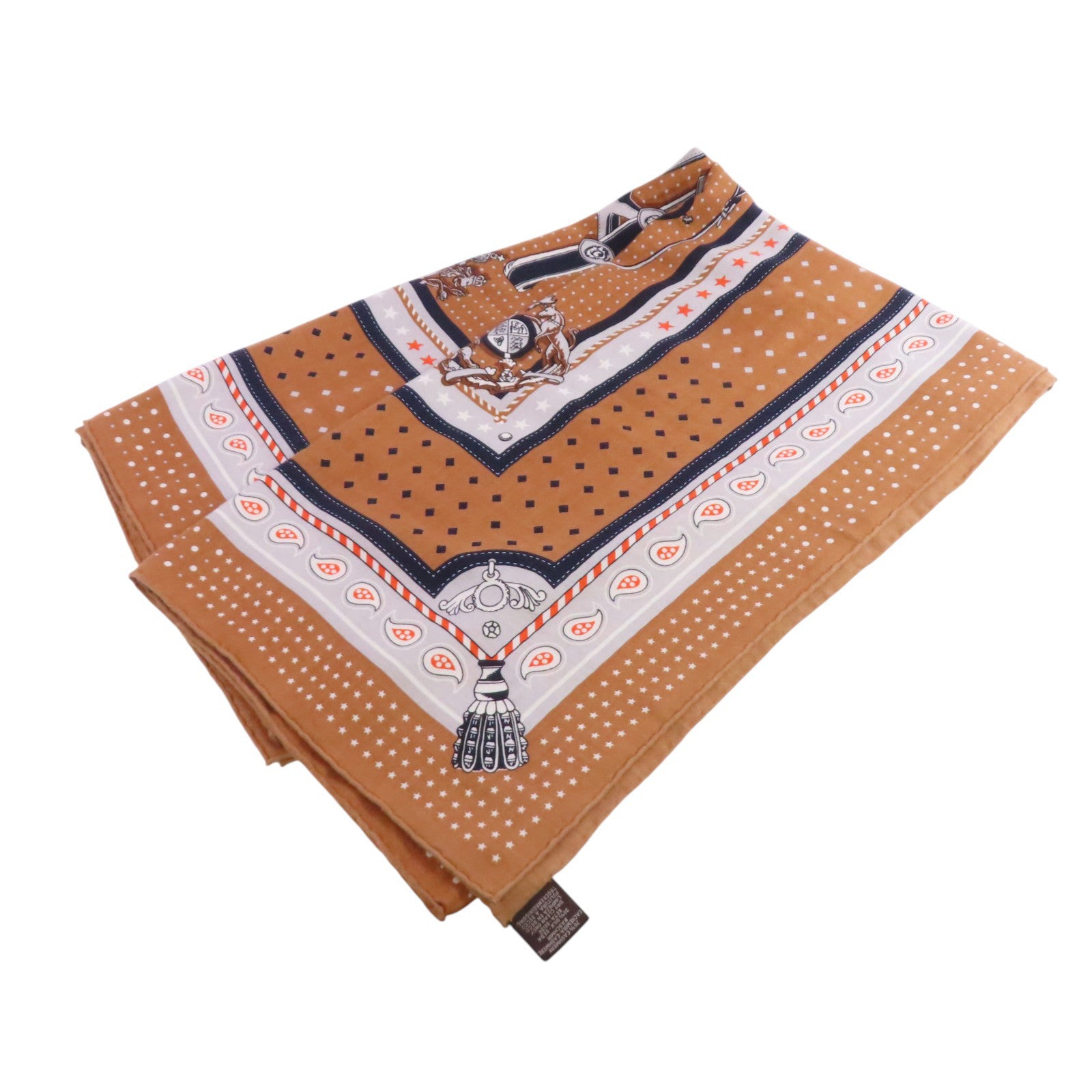 HERMES Scarf Scarves Silk Brown