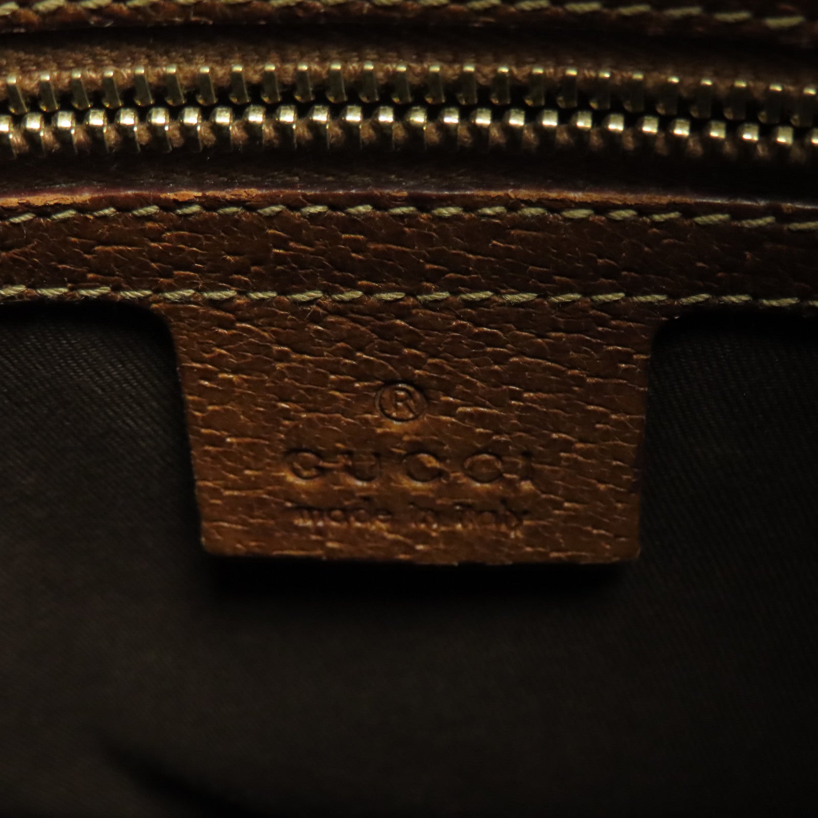GUCCI 帆布Bamboo Hand Bag金扣手挽袋啡色