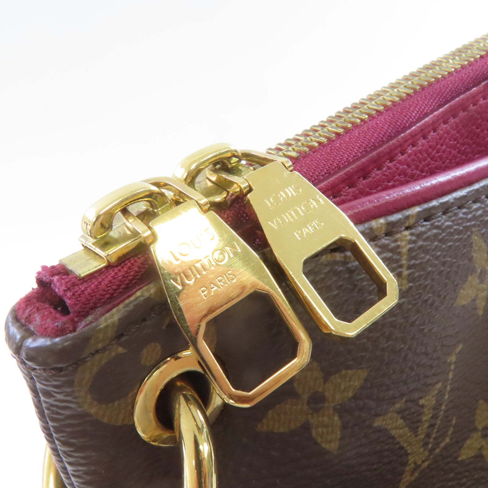 LOUIS VUITTON 【激減優惠】Monogram Pallas 2Way Shoulder Bag金扣手挽肩背兩用袋啡色/酒紅色