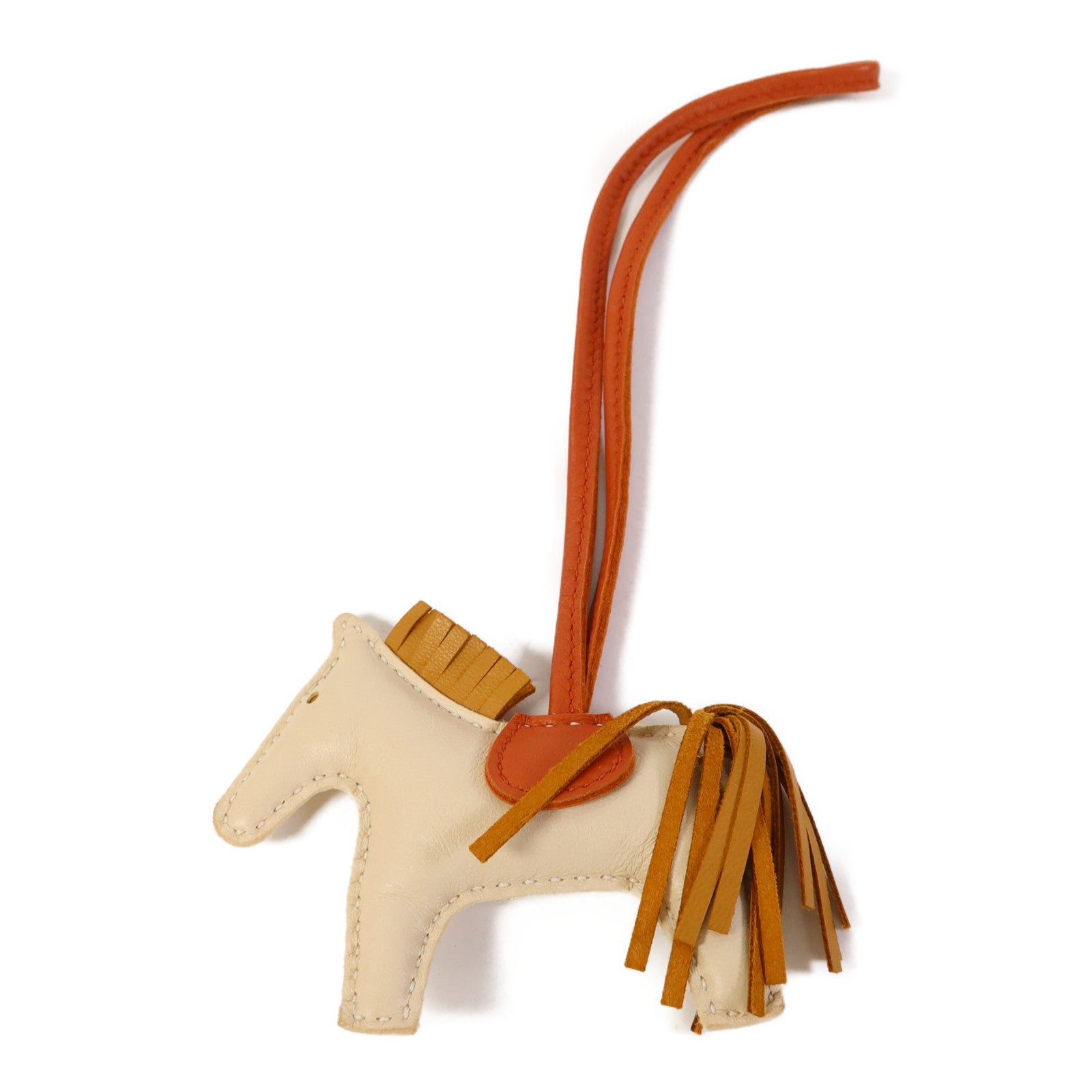 HERMES Milo皮革Rodeo PM掛飾Beige/Brown