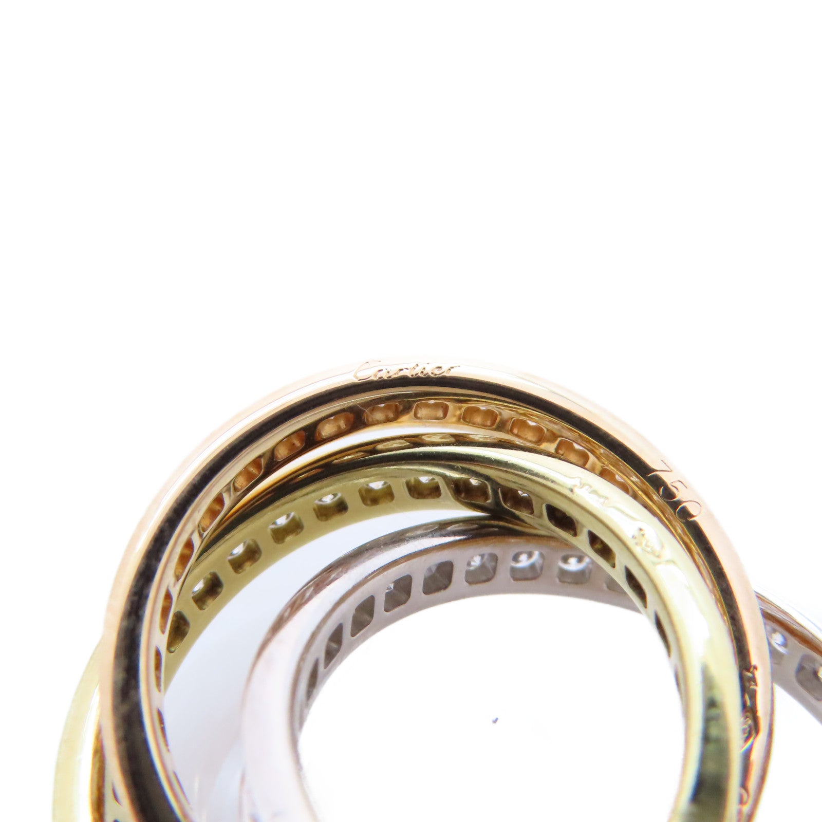 CARTIER 18K黃金/玫瑰金/白金/鑽石Trinity Ring 3Diamond Ring戒指Cartier#43/US#2.5