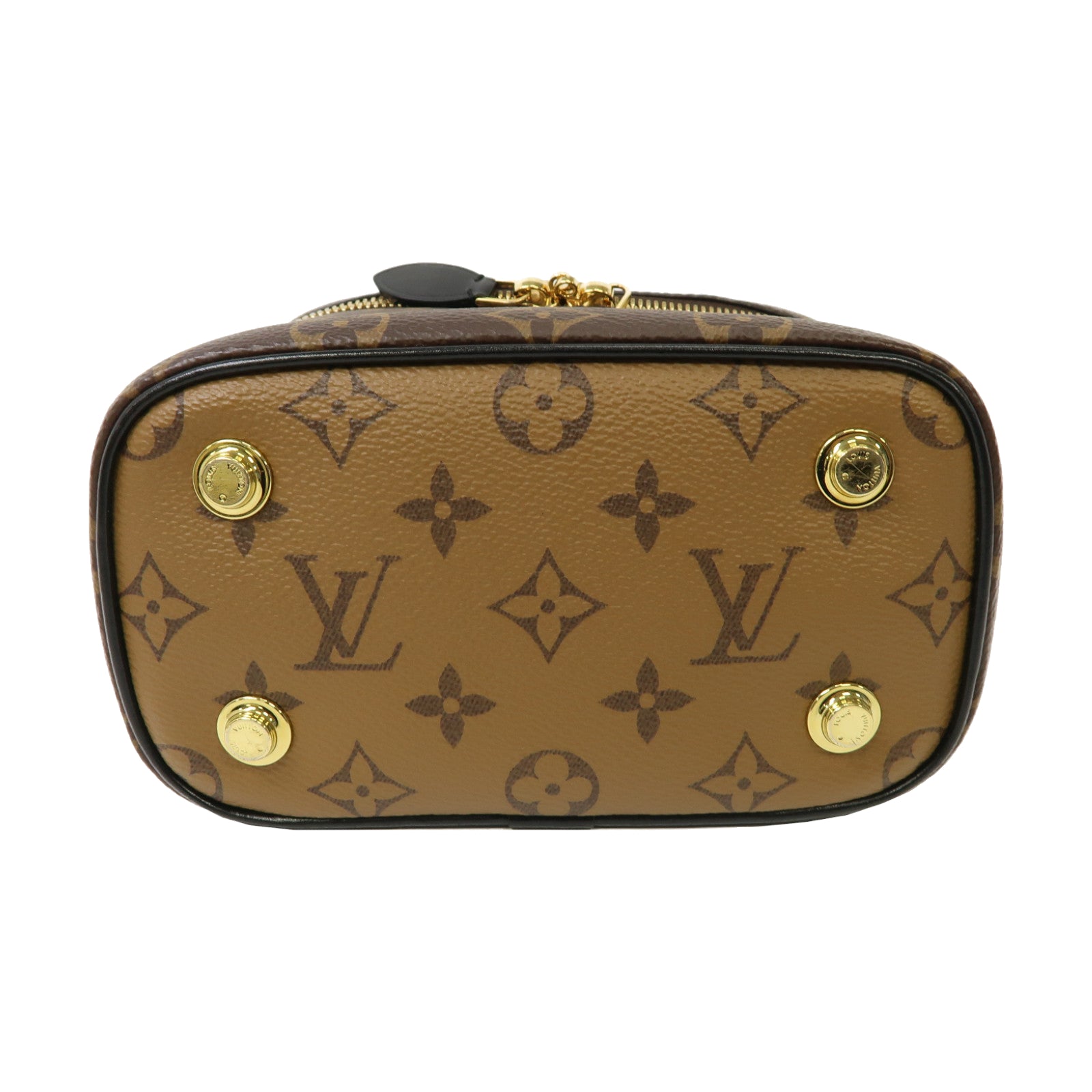 LOUIS VUITTON Monogram Reverse Vanity PM金扣手挽肩背兩用袋棕色