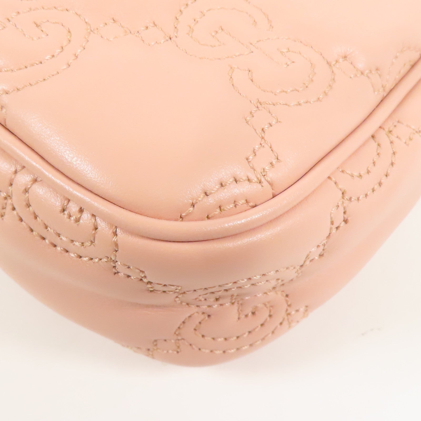 GUCCI GG GHW GG Matelasse Chain Shoulder Bag 735049 Calfskin Leather Pink