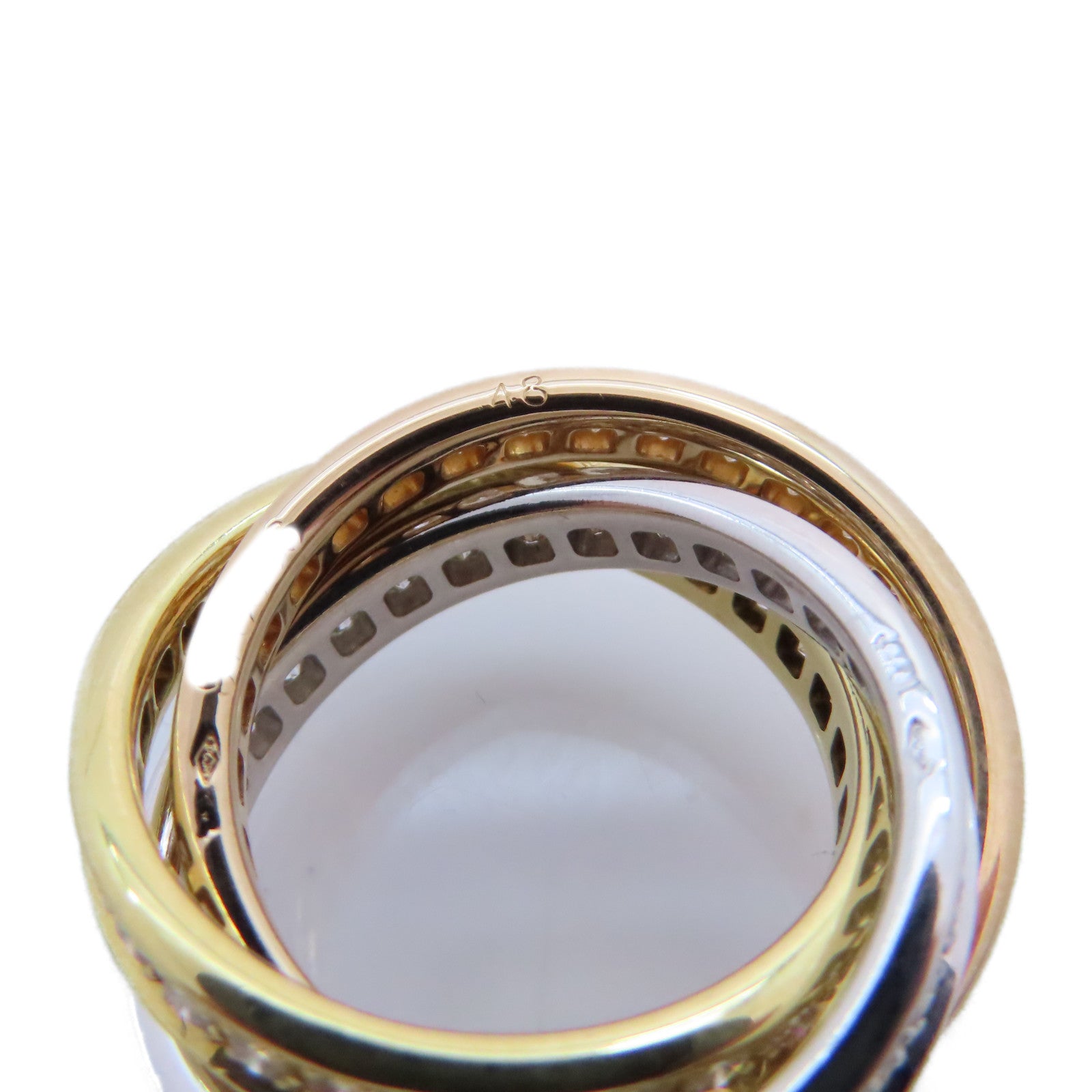 CARTIER 18K黃金/玫瑰金/白金/鑽石Trinity Ring 3Diamond Ring戒指Cartier#43/US#2.5