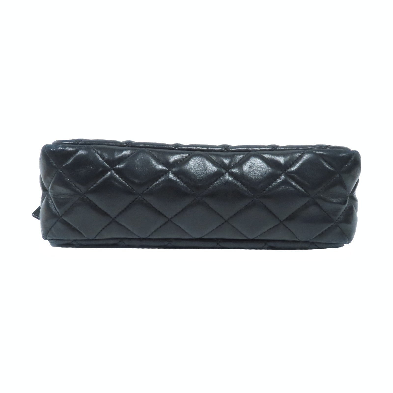 CHANEL 菱格牛皮皮革Shoulder Bag銀扣鏈帶肩背袋黑色