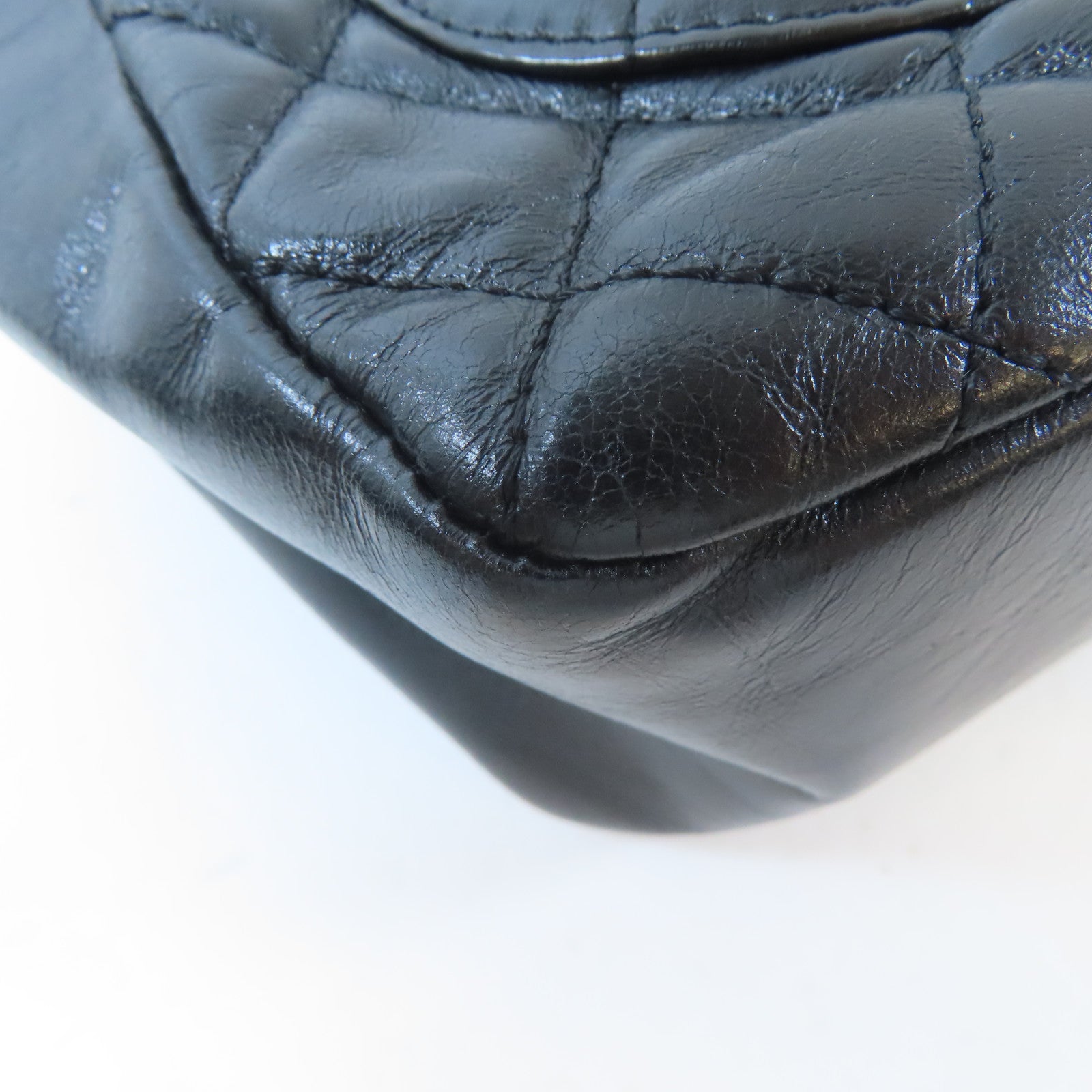 CHANEL 菱格牛皮皮革Shoulder Bag金扣肩背袋黑色