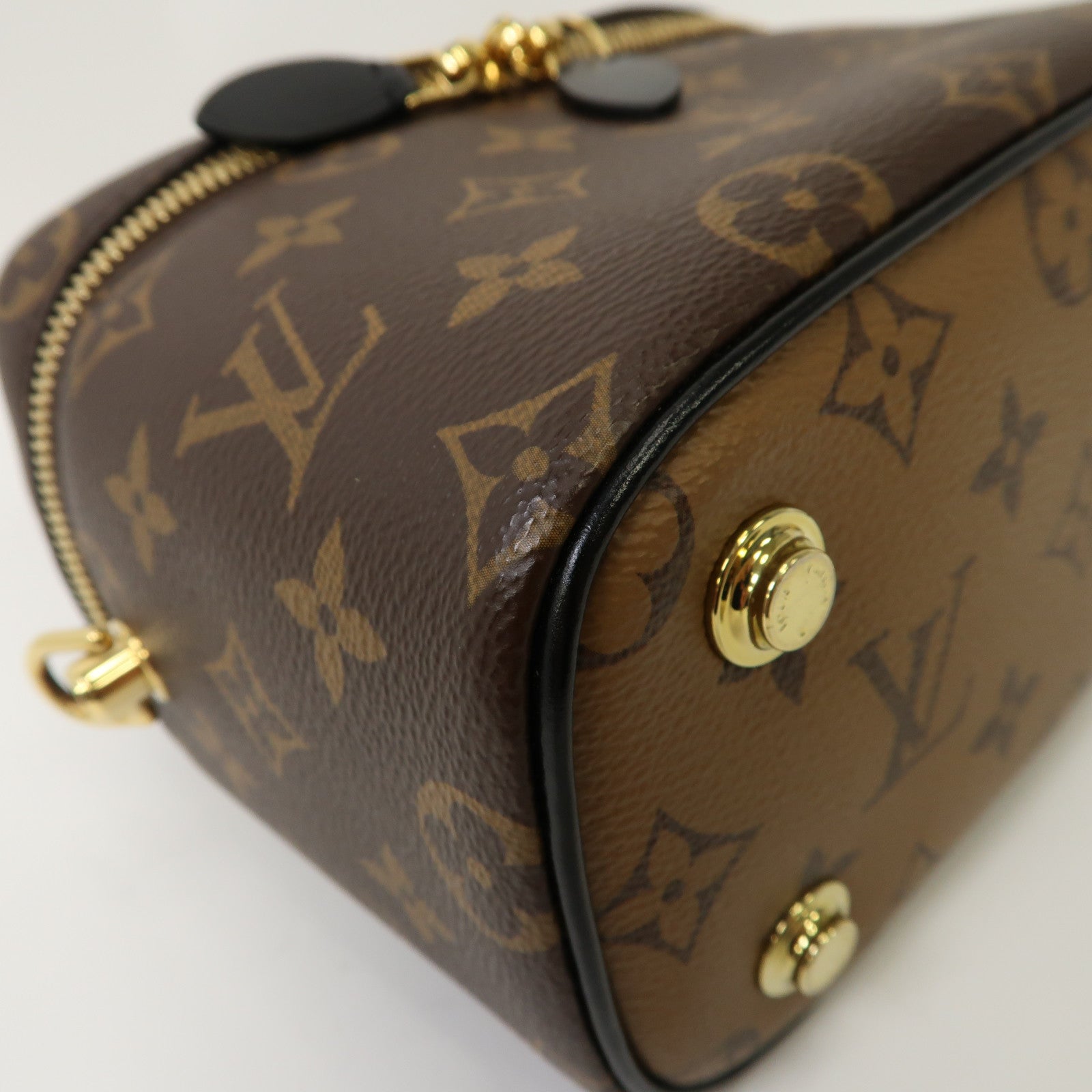 LOUIS VUITTON Monogram Reverse Vanity PM金扣手挽肩背兩用袋棕色