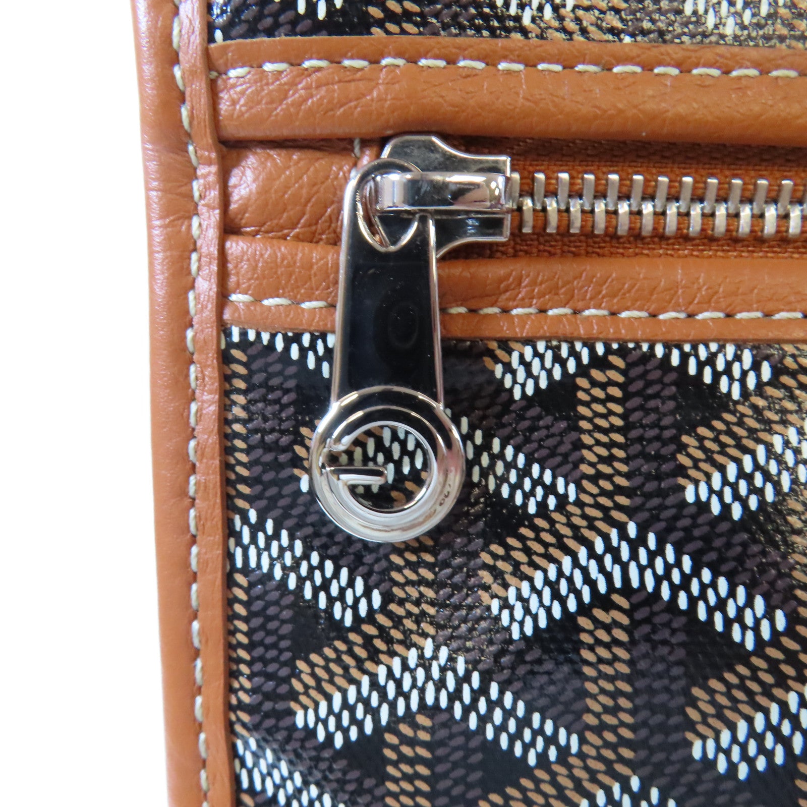 GOYARD 塗層帆布/牛皮皮革Saint Leger Backpack銀扣背包啡色/黑色