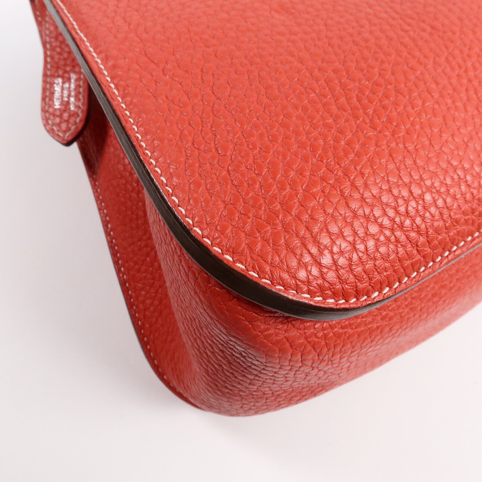 HERMES Clemence皮革Halzan 31手挽肩背兩用袋Rouge Casaque