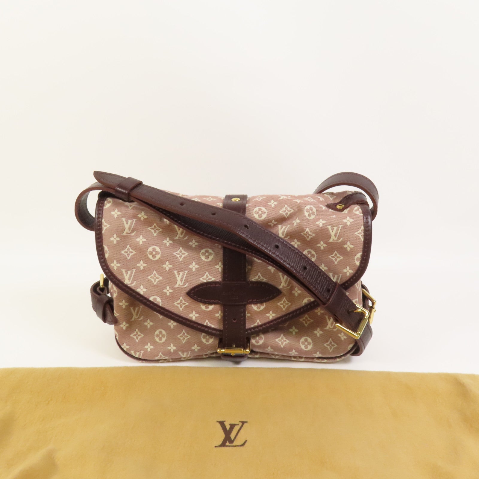 LOUIS VUITTON Monogram Mini Lin Saumur金扣肩背袋