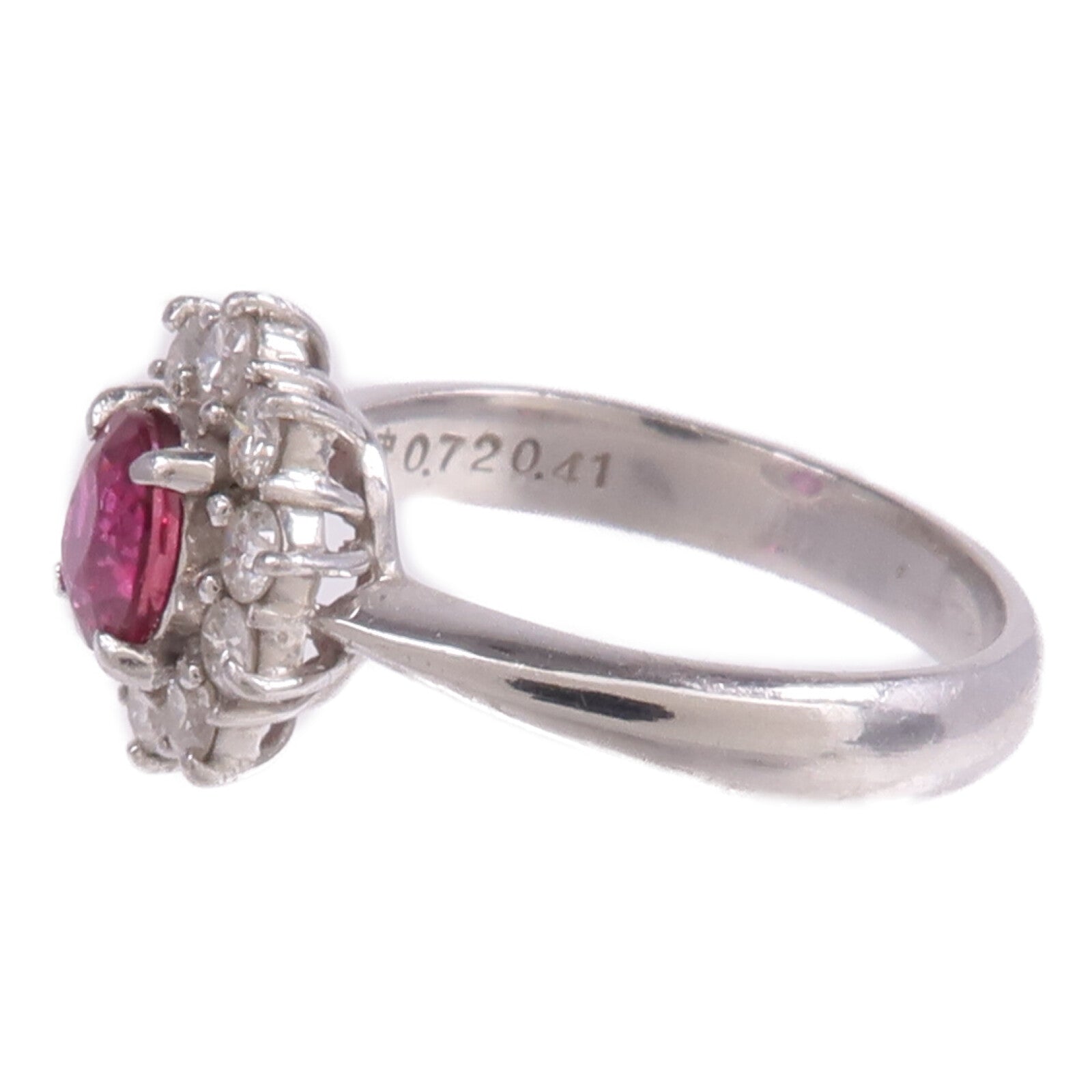 JEWELRY PT900鉑金Ruby Diamond Ring紅寶石/鑽石戒指US#5.75