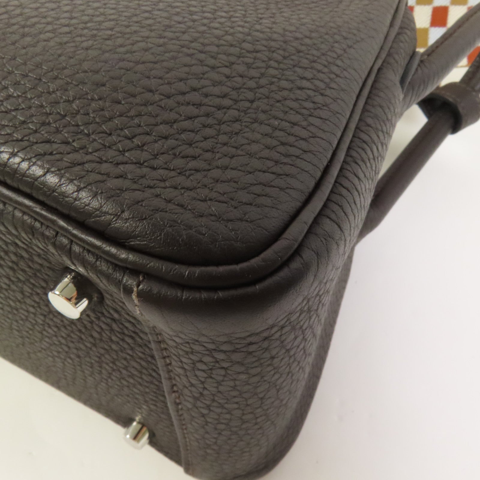 HERMES Clemence皮革Mini Lindy銀扣手挽肩背兩用袋Macassar