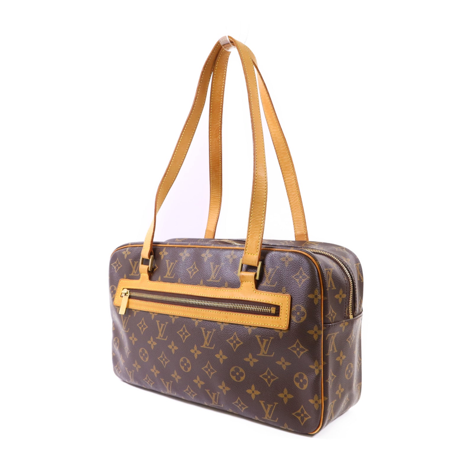 LOUIS VUITTON Monogram Cite GM金扣肩背袋棕色