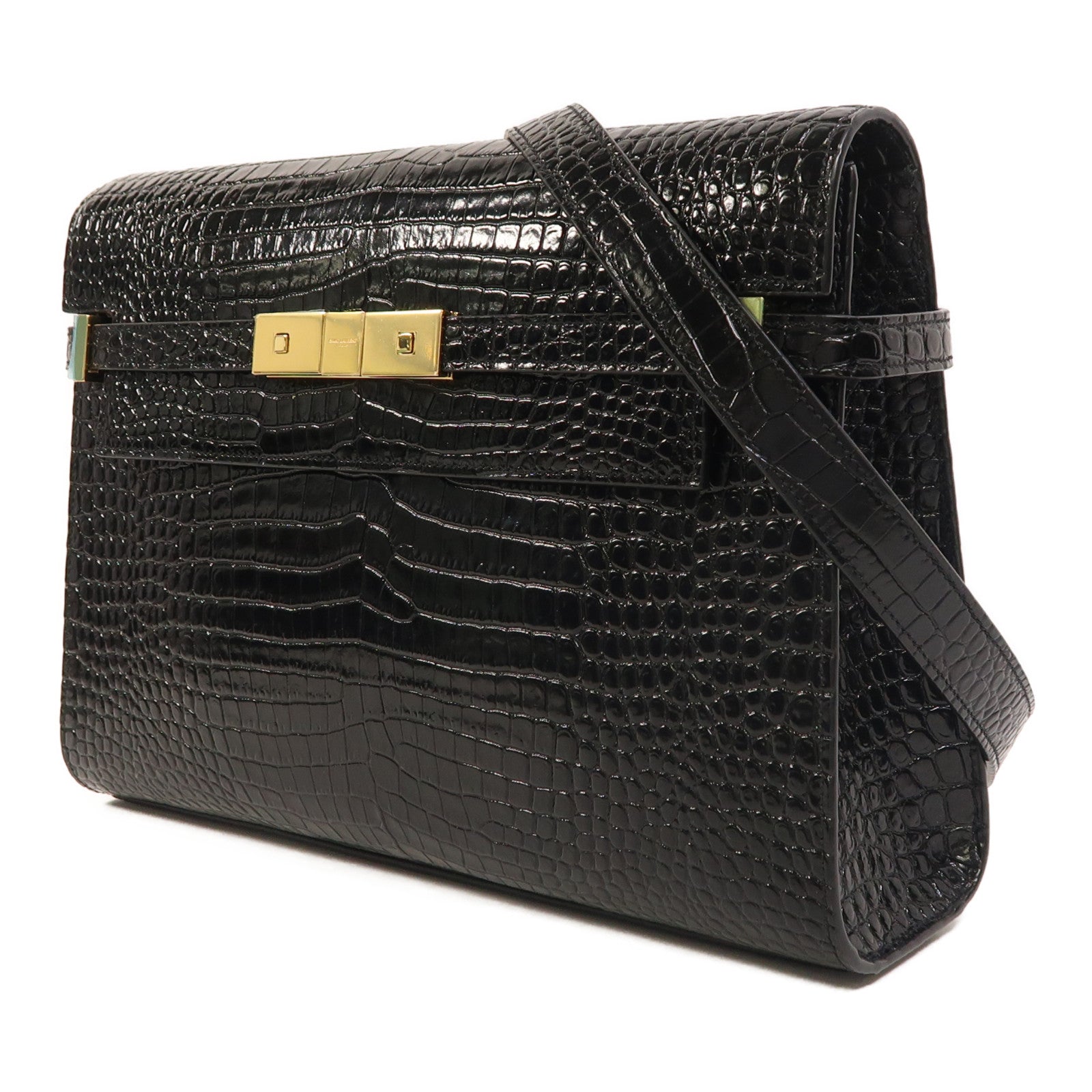 SAINT LAURENT 【激減優惠】牛皮皮革Manhattan Bag金扣肩背袋