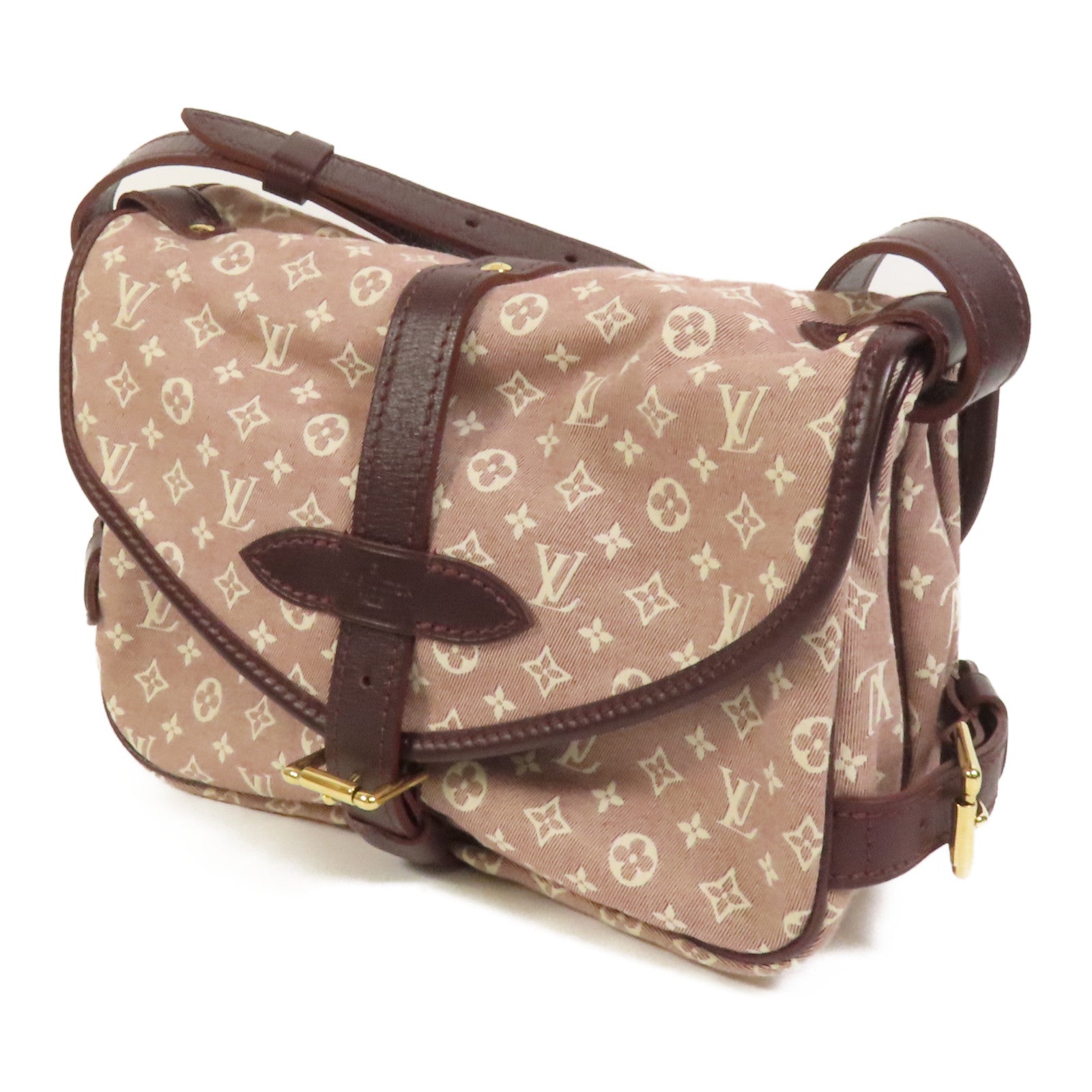 LOUIS VUITTON Monogram Mini Lin Saumur金扣肩背袋