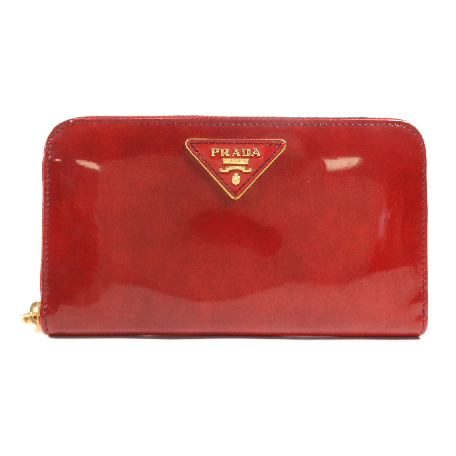PRADA 漆皮皮革Long wallet金扣長錢包