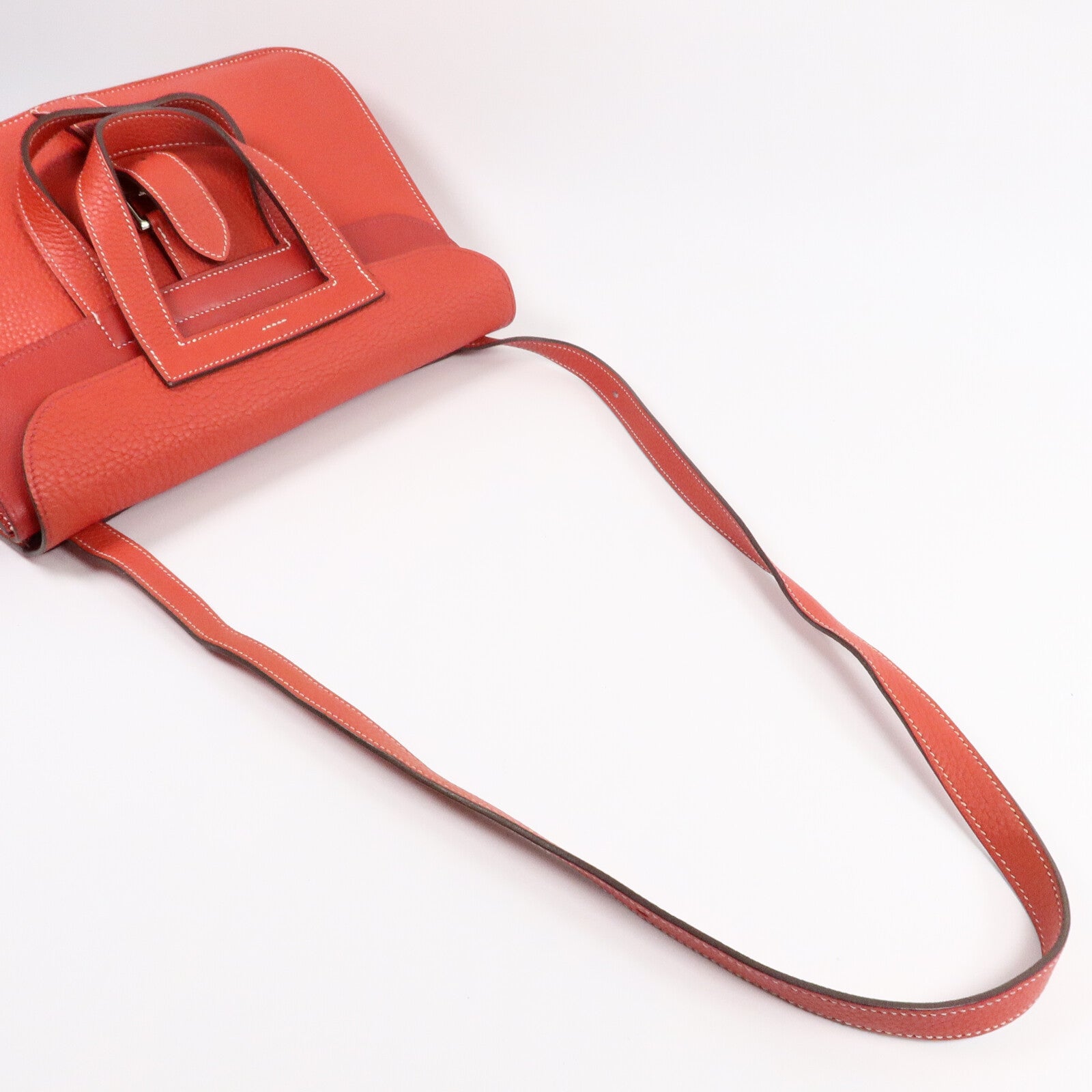 HERMES Clemence皮革Halzan 31手挽肩背兩用袋Rouge Casaque