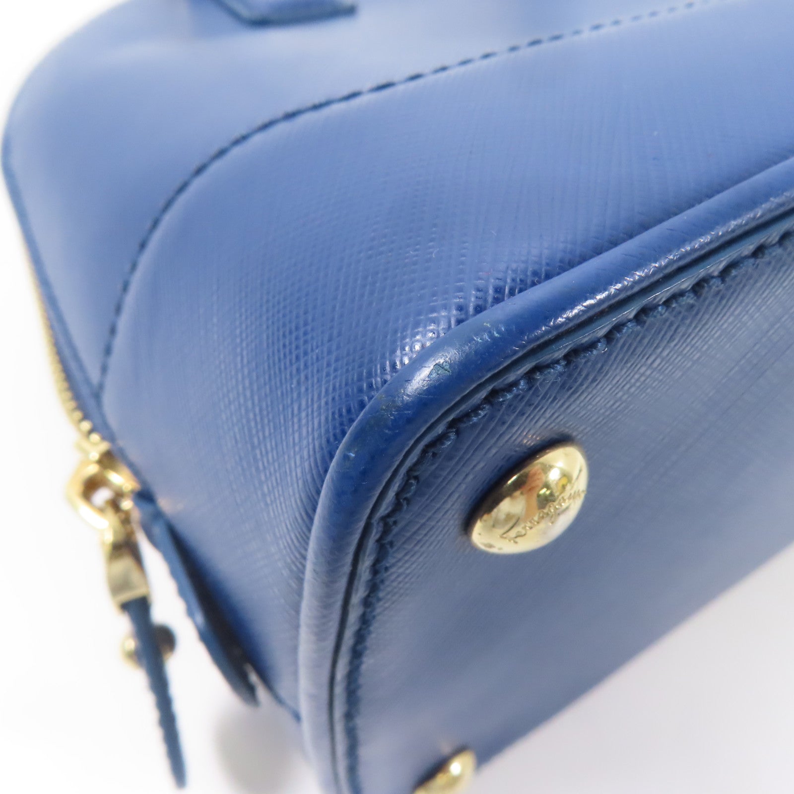 Salvatore Ferragamo 牛皮皮革2 Way Shoulder金扣手挽肩背兩用袋藍色