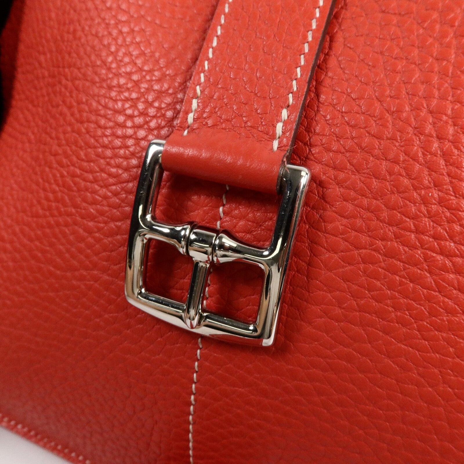HERMES Clemence皮革Halzan 31手挽肩背兩用袋Rouge Casaque