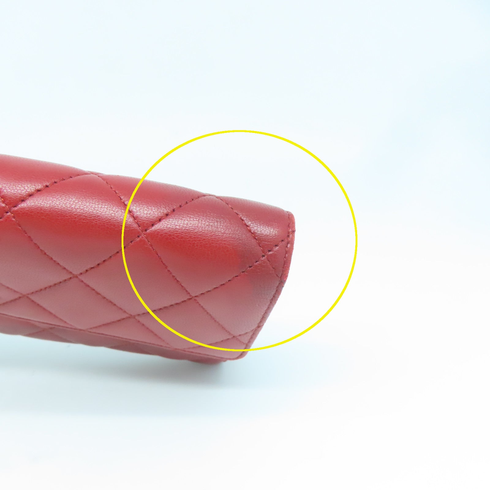 CHANEL 菱格牛皮皮革Wallet銀扣長錢包紅色